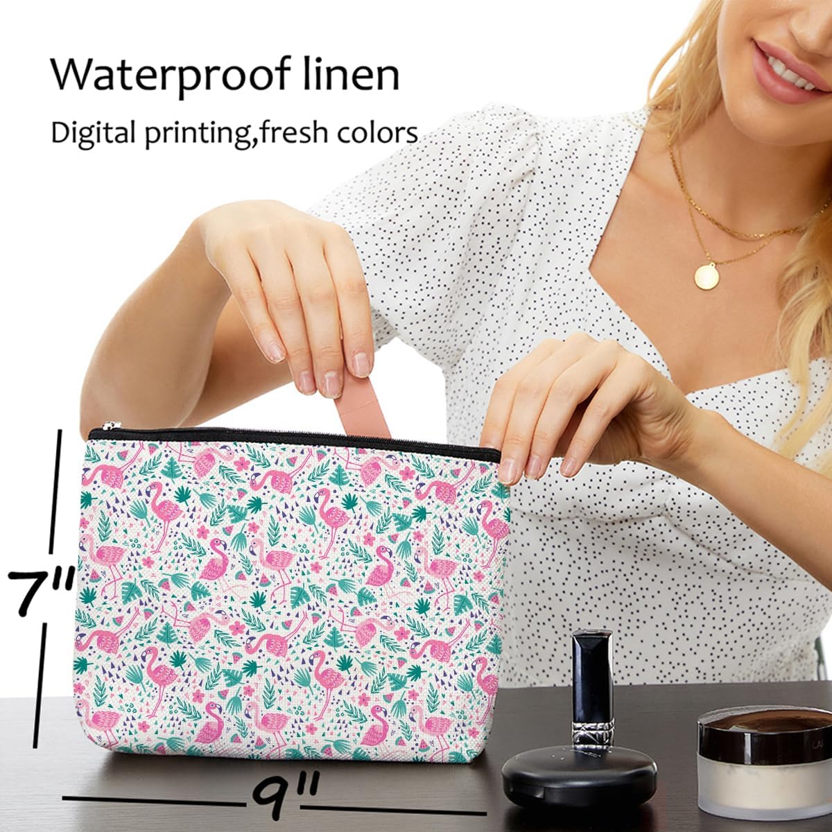 Cute Flamingo Makeup Bag - Pink Travel Accessory for Women & Moms - Flamingo Lovers Gift Idea