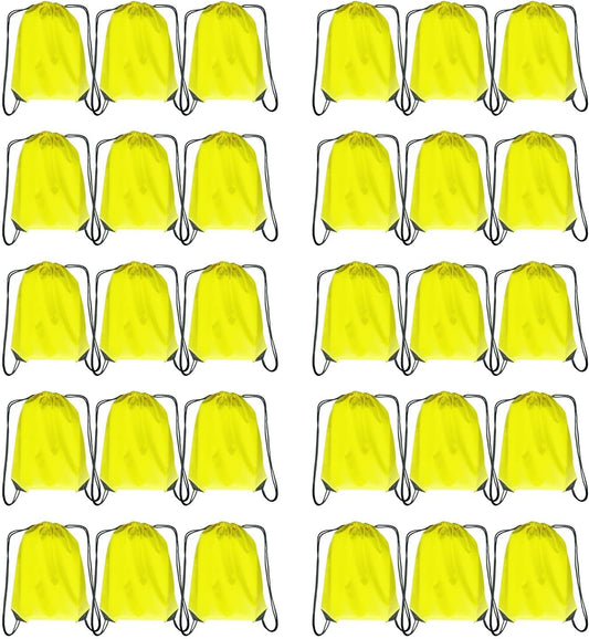 Drawstring Backpack Bulk 30 packs Draw String Backpack Bags DIY Gym Sports trip Traveling Yoga ride Pedestrianism Cinch Bag Sackpack Drawstring (yellow)