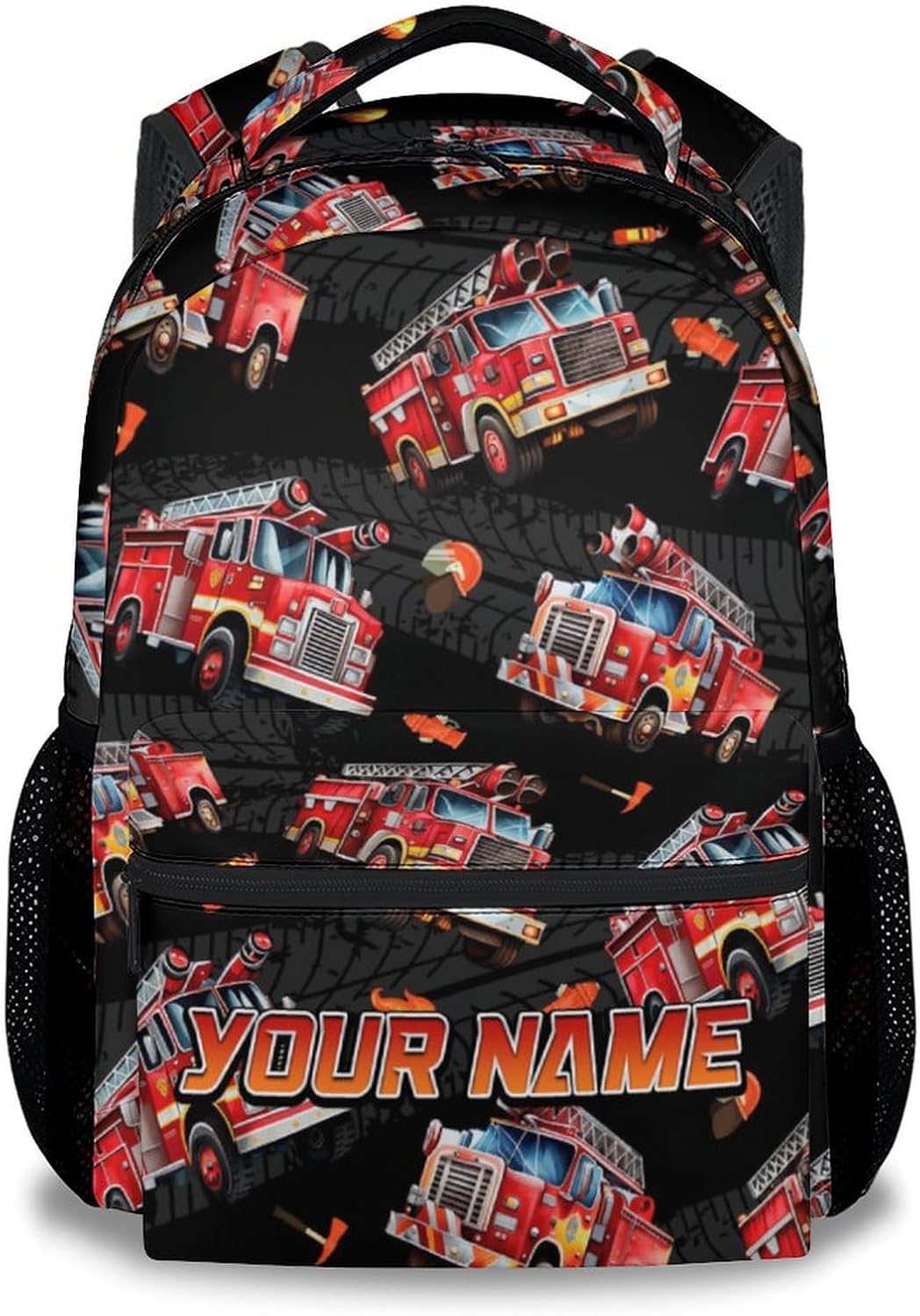 Toddler Boy Backpack - Personalized Fire Truck Backpacks with Name for Kids - Custom Toddler Bookbag for Son - Durable School Bag for Kindergarten/Preschool/Elementary(17 Inch)