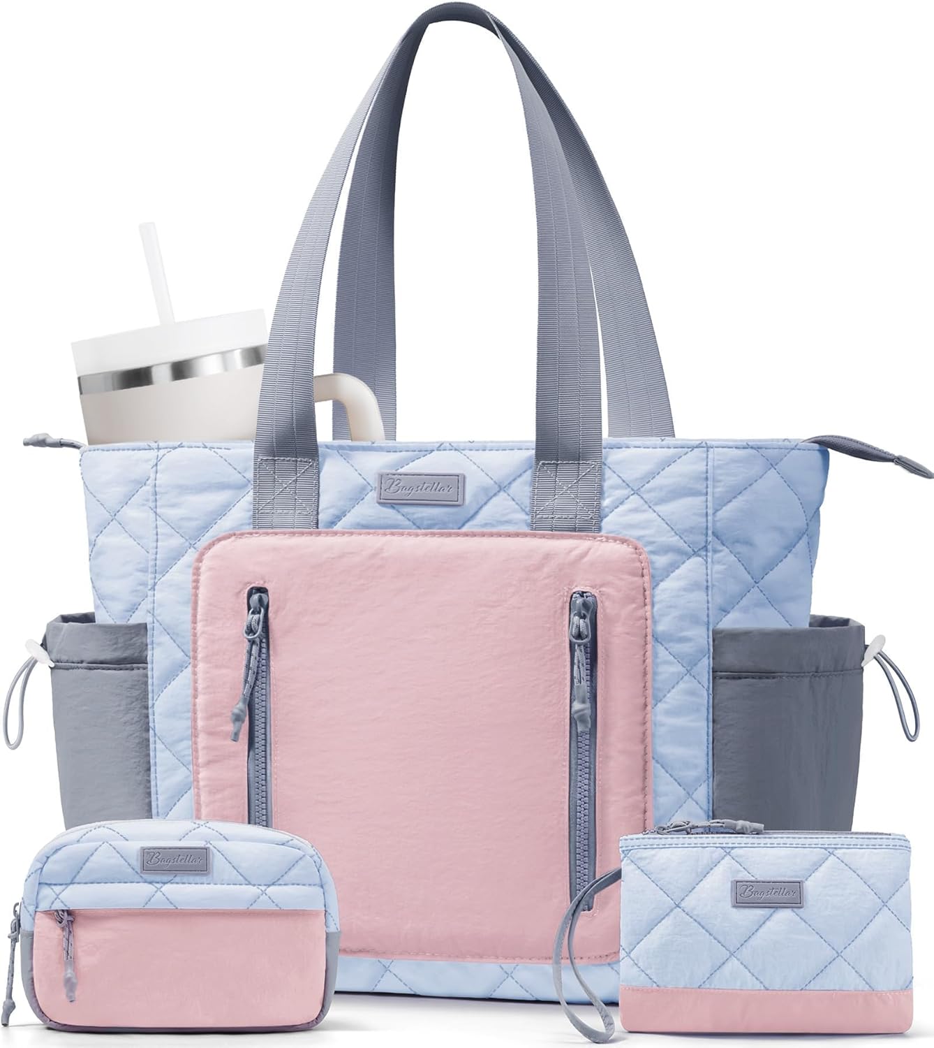 Puffer Tote Bag for Women, Lightweight Puffy Work Laptop Handbag Teacher Nurse Quilted Shoulder