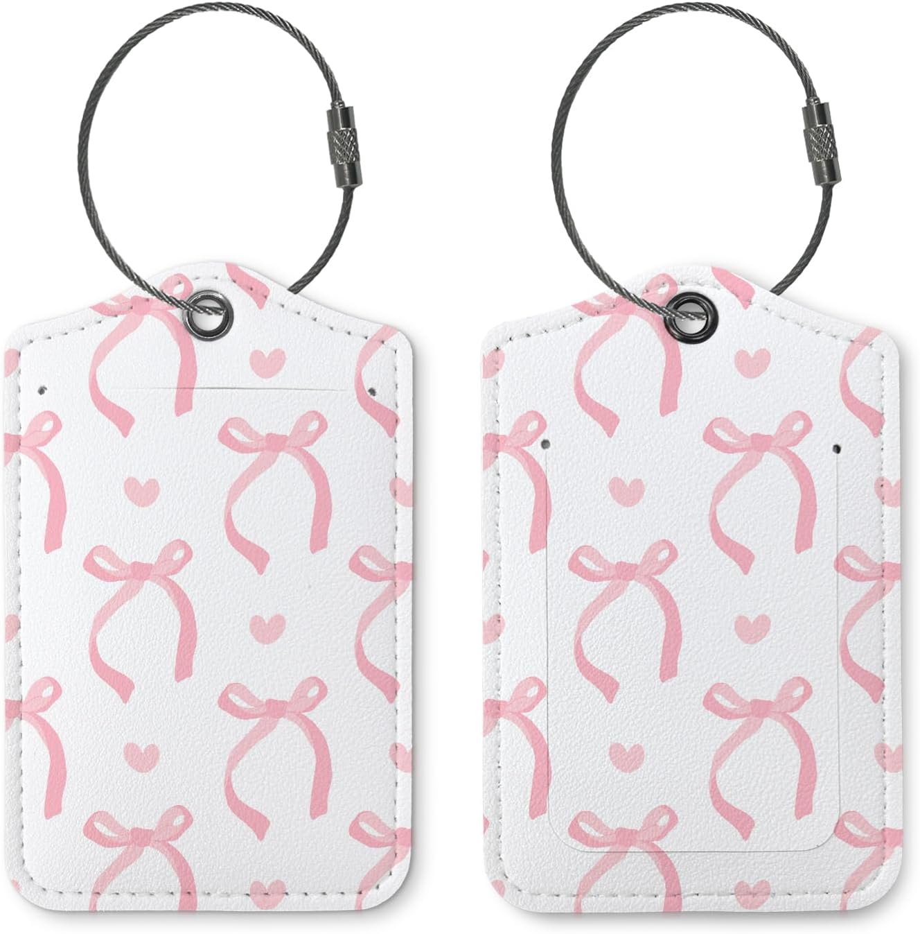 Coquette Luggage Tags for Suitcases,Pink Bow Cute Luggage Tags for Women, Preppy Gifts, Cute Trendy 2 Pack Luggage Tag for Travel,Teen Girls Gifts Suitcase Tags