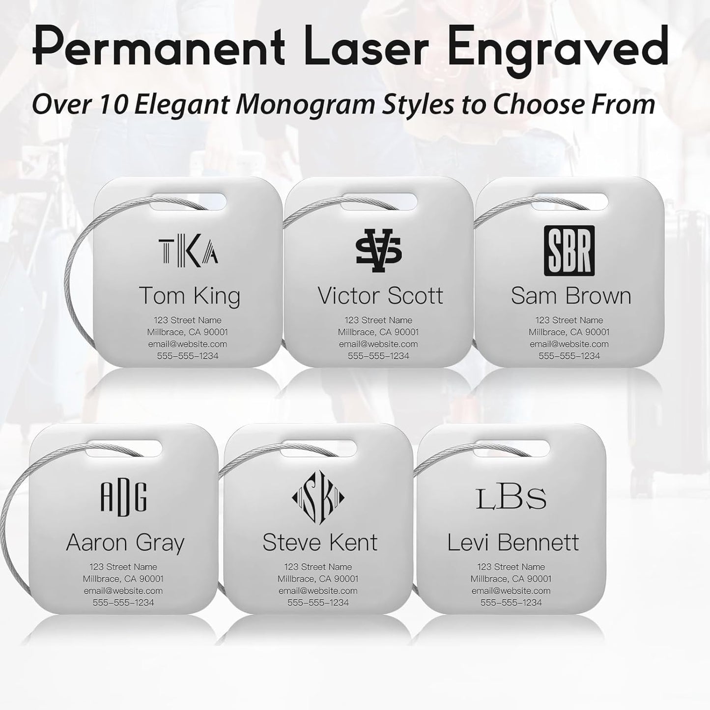 Personalized Luggage Tags for Suitcases - Stainless Steel Custom Luggage Tags for Backpacks & Bags