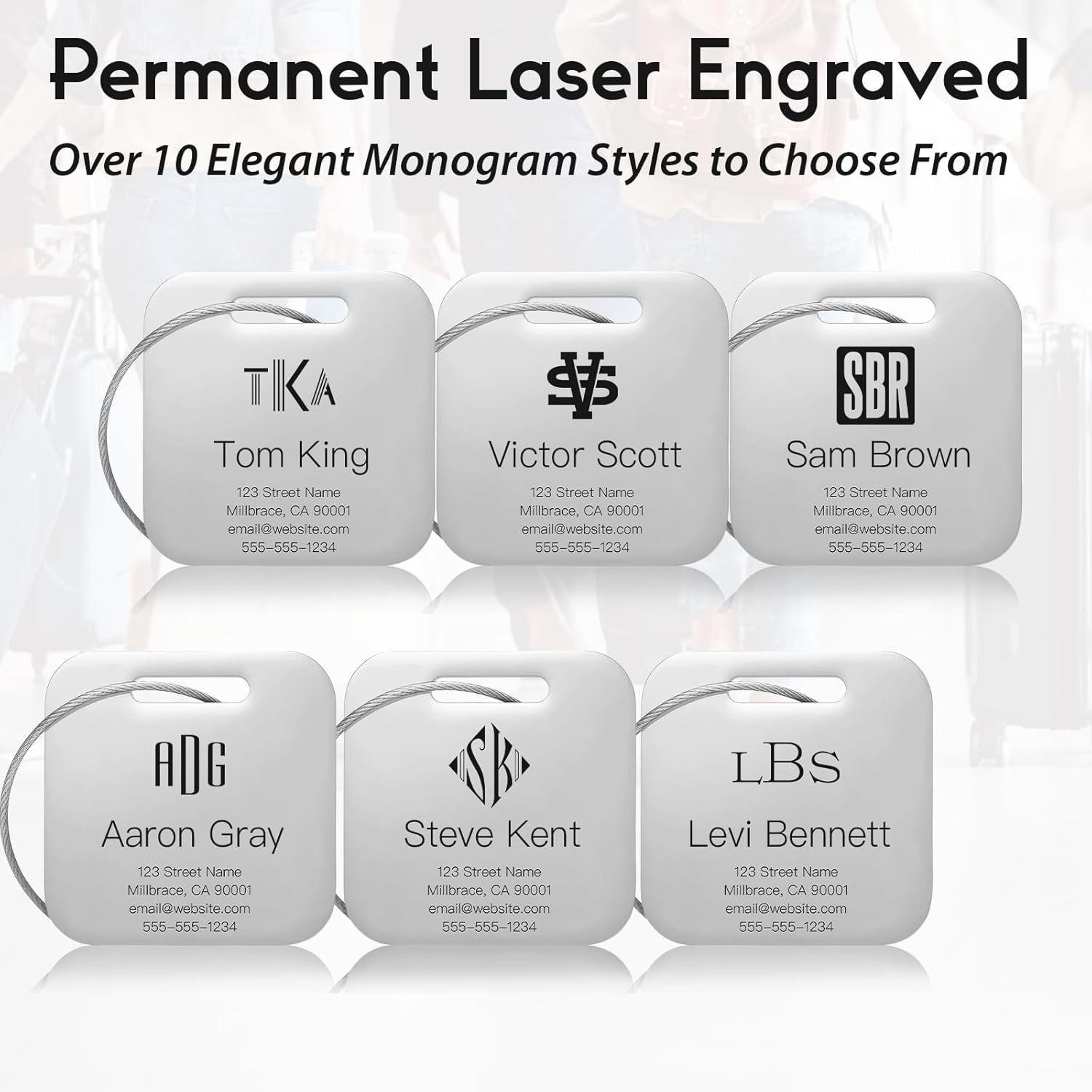 Personalized Luggage Tags for Suitcases - Stainless Steel Custom Luggage Tags for Backpacks & Bags