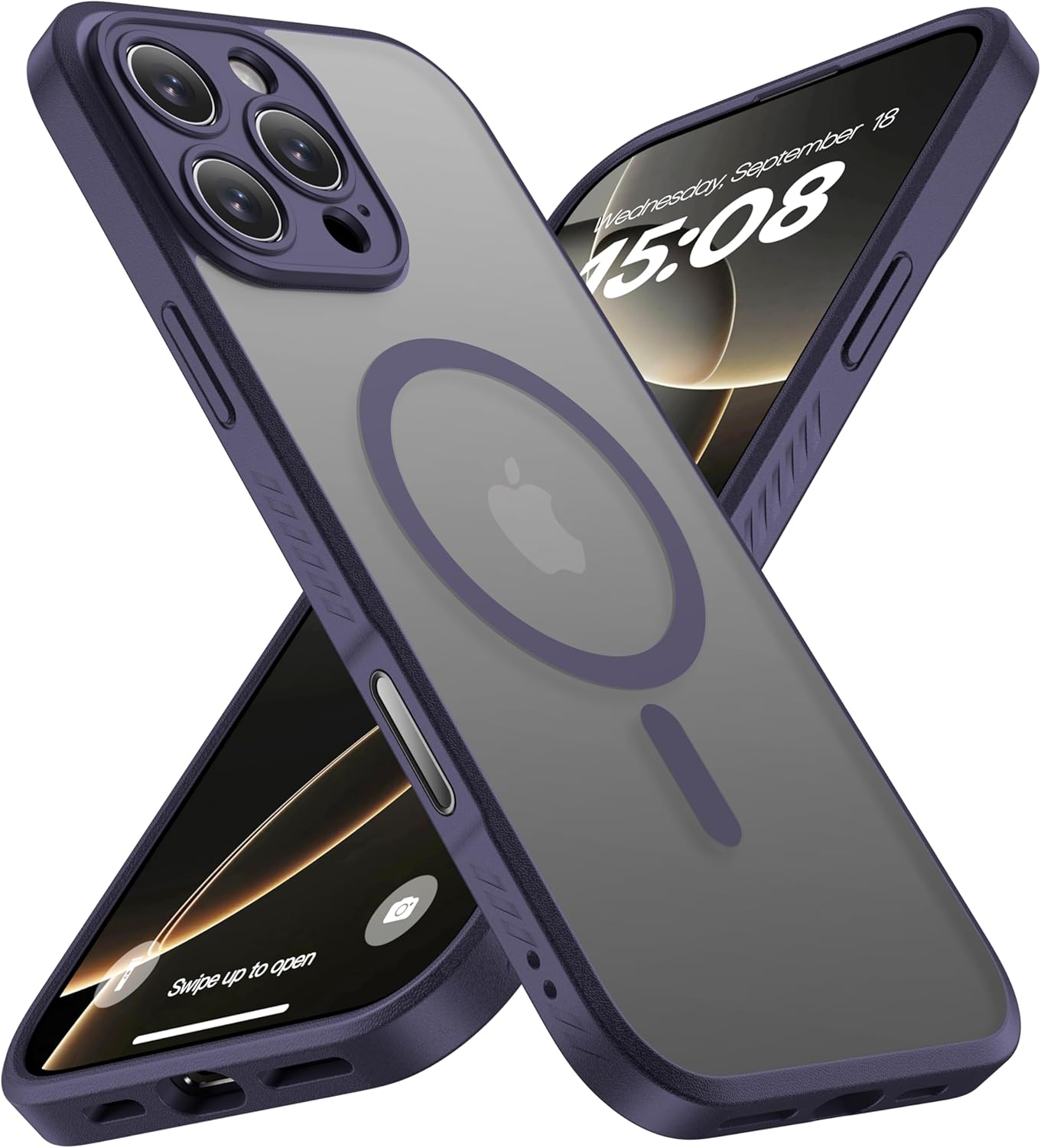 CellEver Strong Magnetic for iPhone 16 Pro Case with Camera Control Capture Button [Camera Protection] [Military Drop Protection] [Compatible with MagSafe] Slim Translucent Matte Cover, Deep Purple