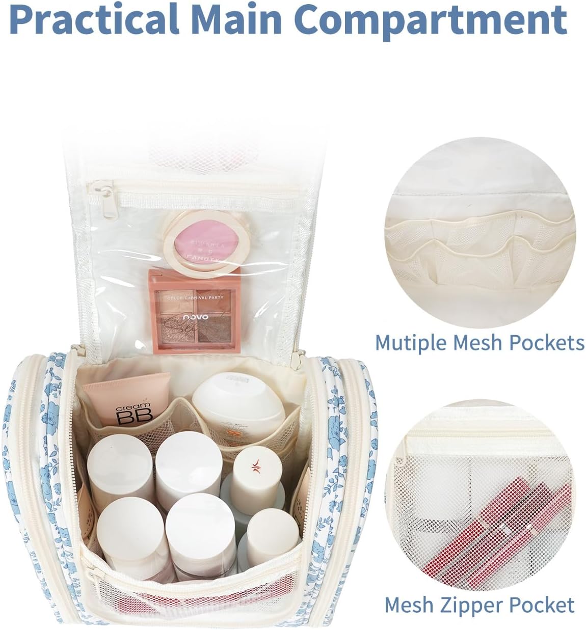 Narwey Hanging Toiletry Bag Women Travel Makeup Bag Organizer Toiletries Bag for Travel Size