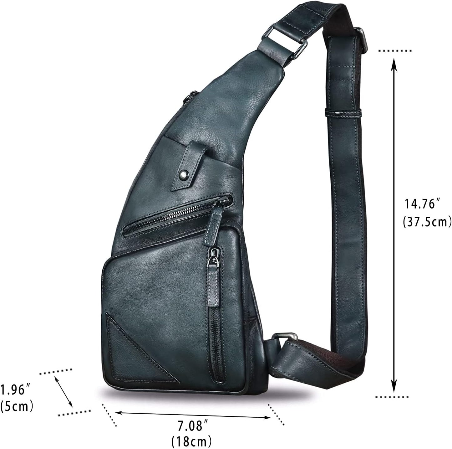 Genuine Leather Sling Bag for Men Vintage Handmade Crossbody Daypack Hiking Backpack Retro