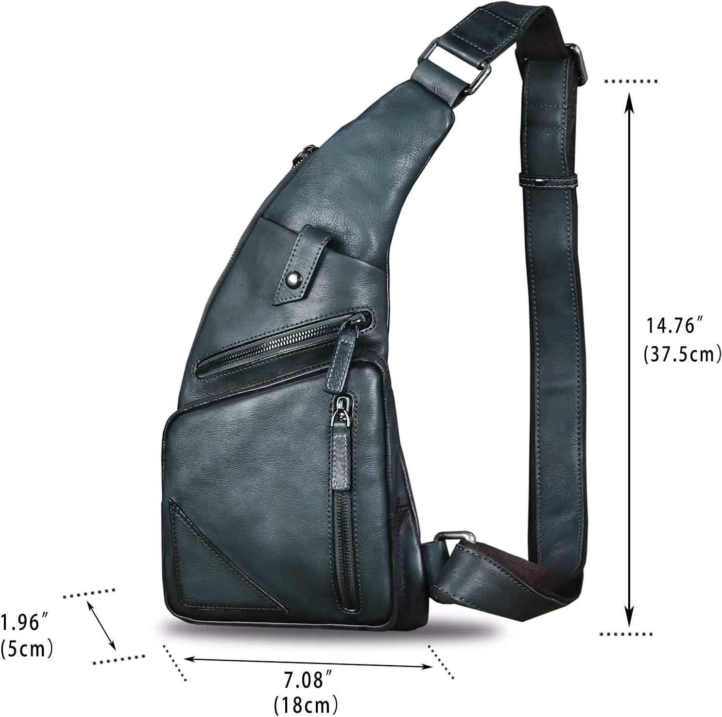 Genuine Leather Sling Bag for Men Vintage Handmade Crossbody Daypack Hiking Backpack Retro