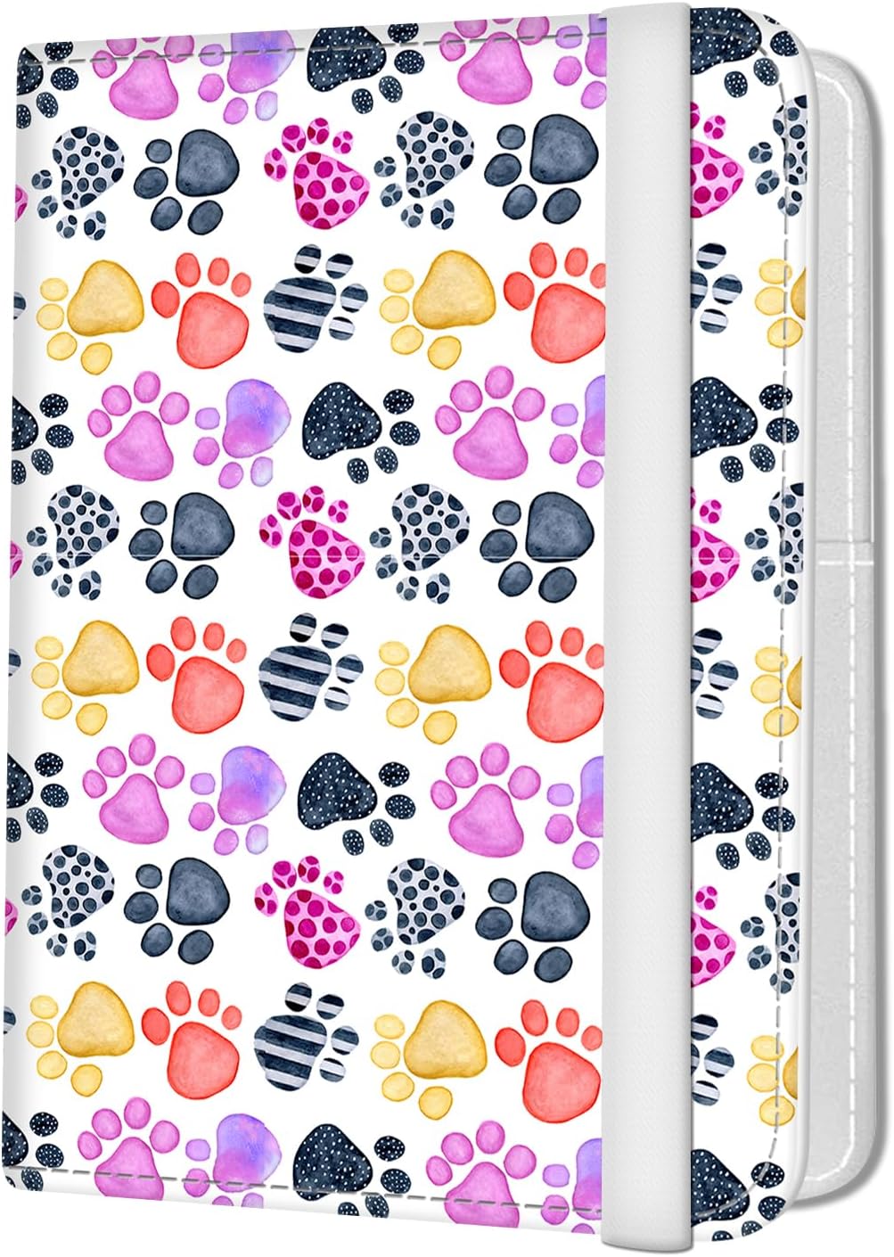 Passport Holder for Travel Essentials, Leather RFID Blocking Passport Wallet Cover Case, Cute Passport Book Holders for Women and Men Colorful Dog Paws