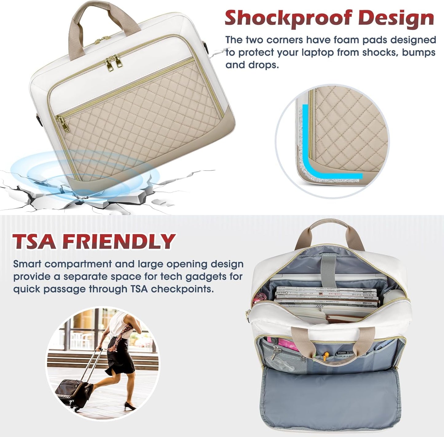 NEWHEY Laptop Bag 17.3 Inch Laptop Briefcase for Women Men Waterproof Shoulder Messenger Bag Large