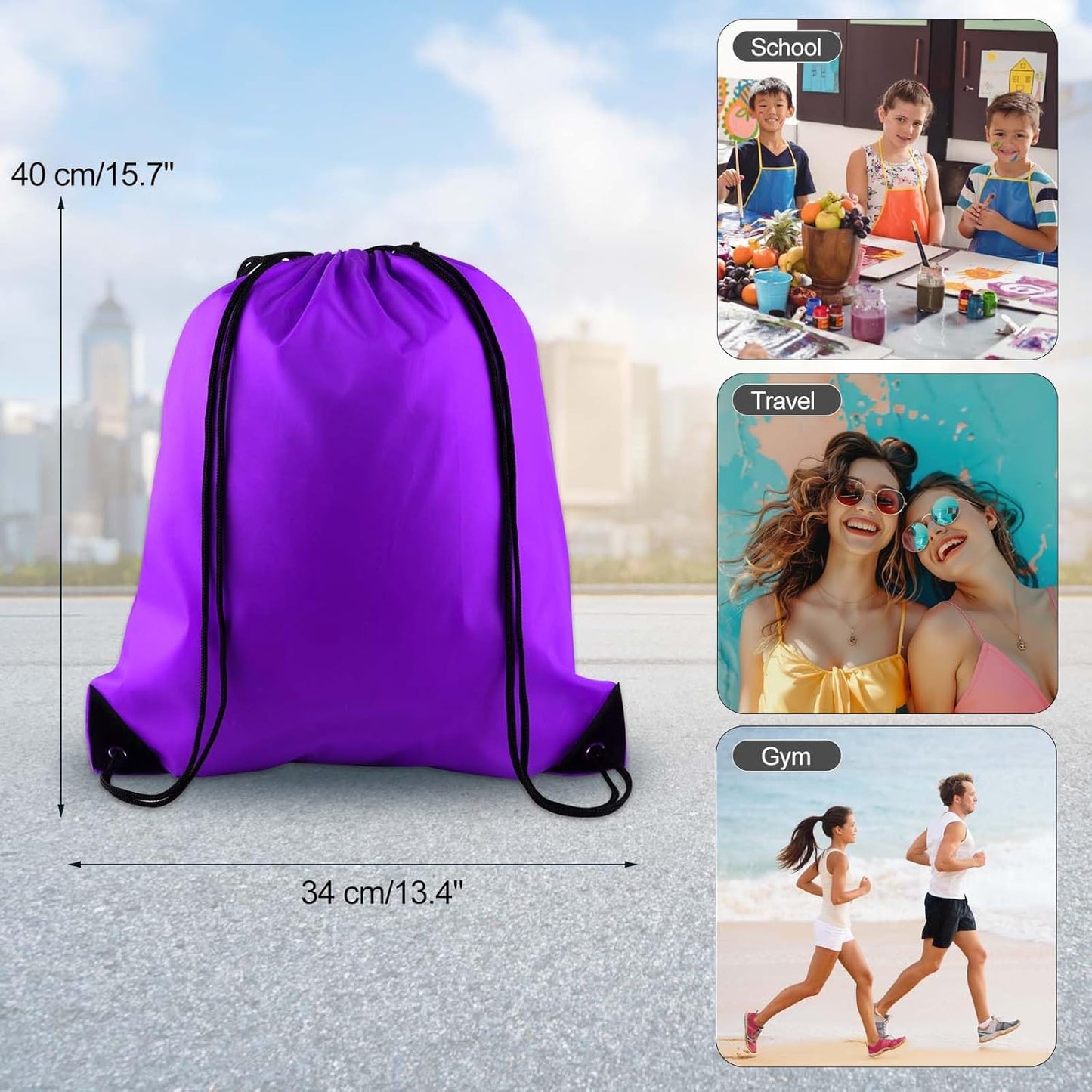 KUUQA 12 Pcs Drawstring Backpack Bags Sport Gym Sack Cinch Bags Bulk for School Traveling and