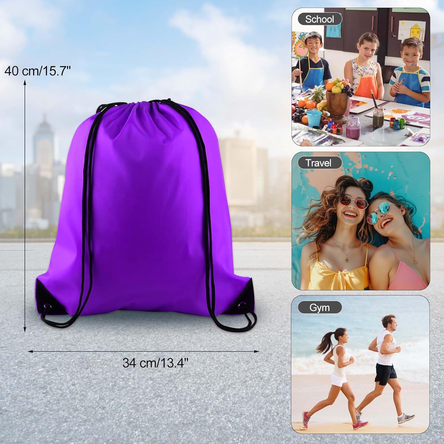 KUUQA 12 Pcs Drawstring Backpack Bags Sport Gym Sack Cinch Bags Bulk for School Traveling and