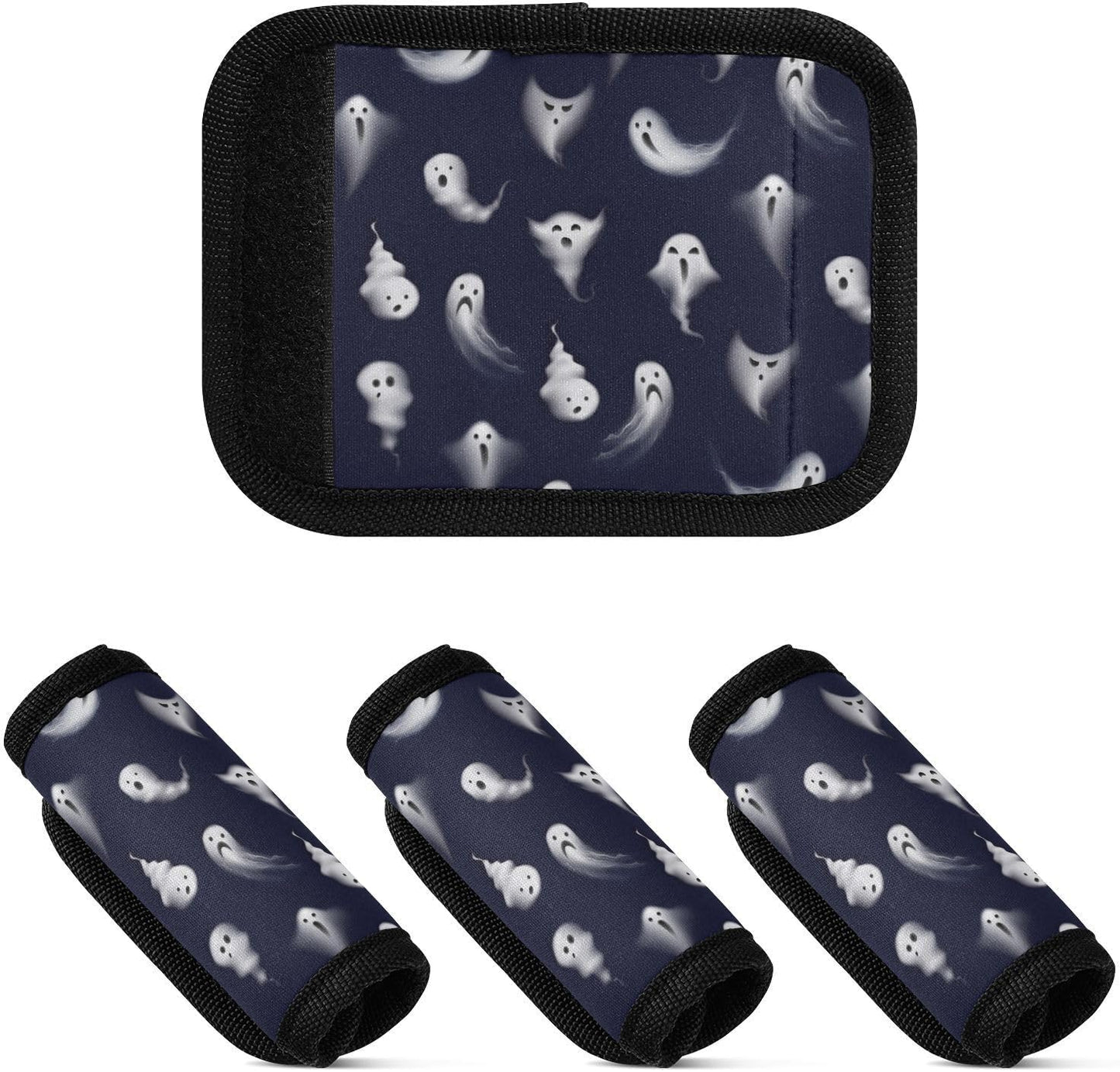 Halloween Ghost Funny 2 Pack Luggage Handle Wrap for Suitcase Luggage Identifier Travel Tags Handle Protection Sleeve Cover
