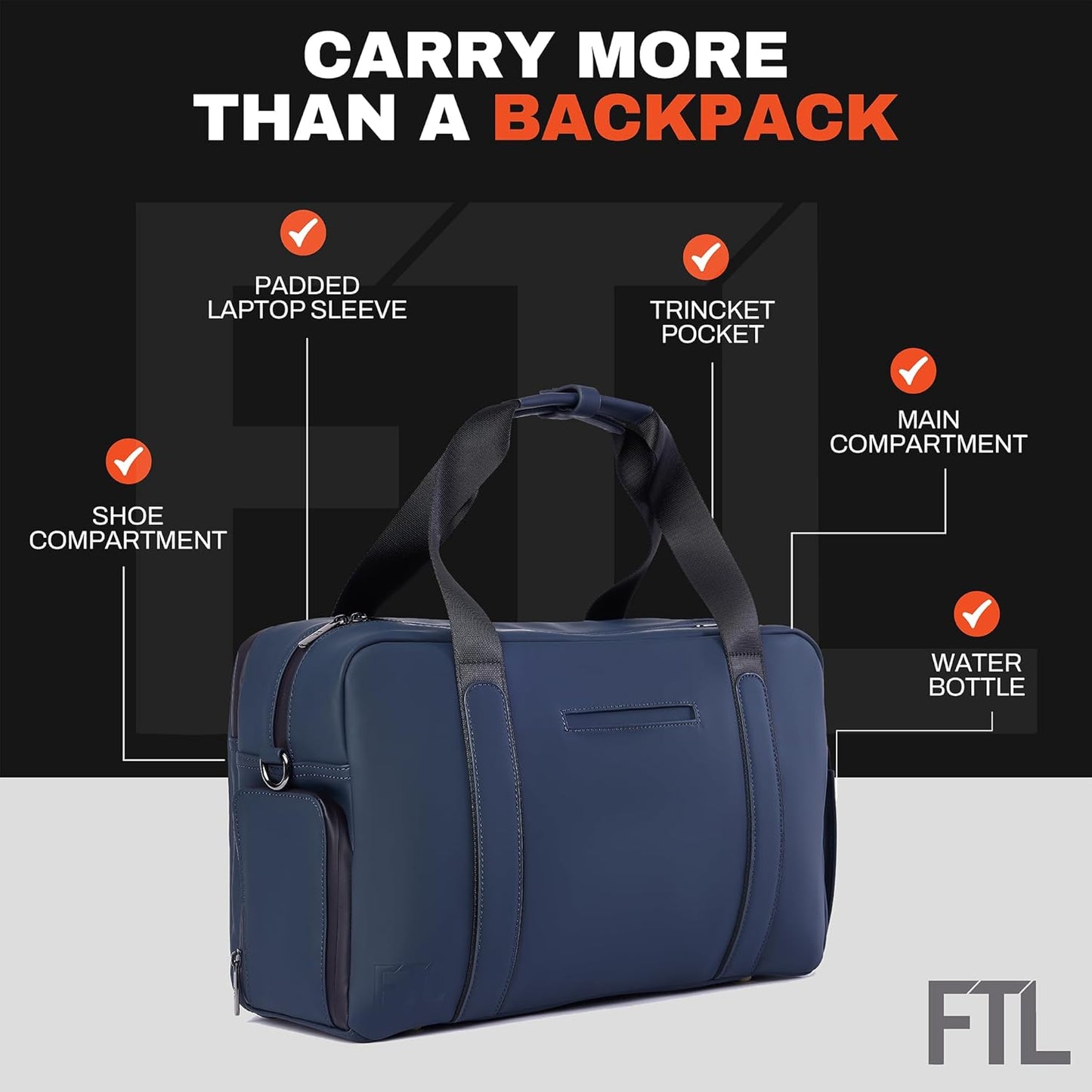 The FTL Lite Mens Gym to Office Bag - 17L Briefcase Gym Bag Hybrid with Shoe Compartment & 16" Laptop Sleeve - Executive Daily Carry & Overnight Duffel for Athletic Business Pros - Essex Blue