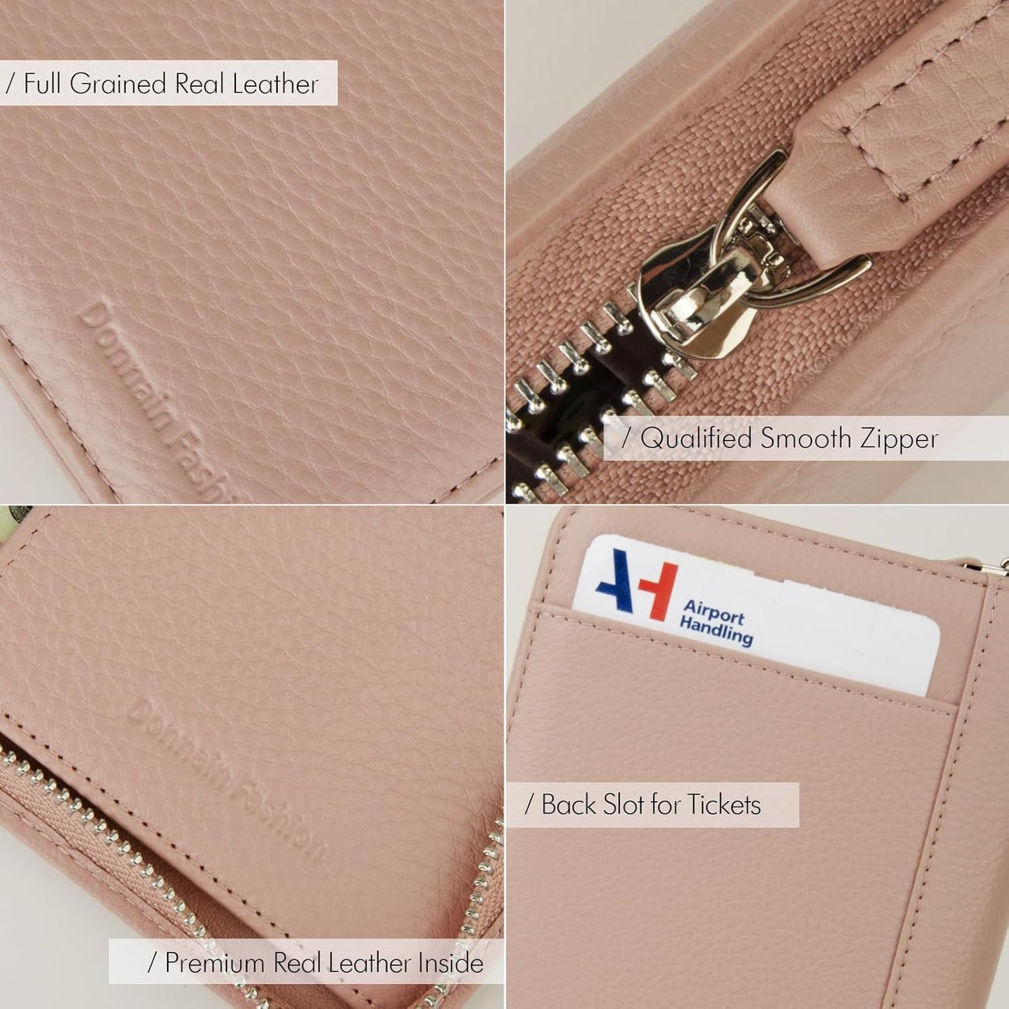 Premium Full-Grained Leather RFID Passport Holder for Travel, Multifunctional and Large Capacity RFID Blocking Passport Holder Wallet (Pink)