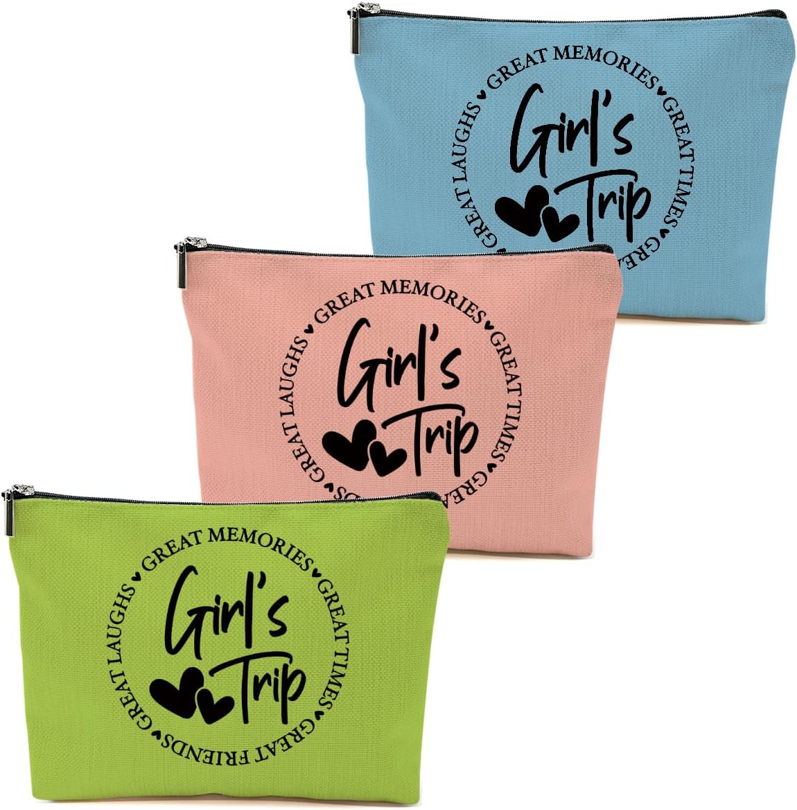 3Pcs Girls Weekend Gifts, 2025 Girls Trip Gifts Favors Travel Gifts Funny Makeup Bag, Weekend Bag Cosmetic Bag, Friendship Gifts for Women Best Friend Bride BFF, Graduation Wedding Gifts Toiletry Bag