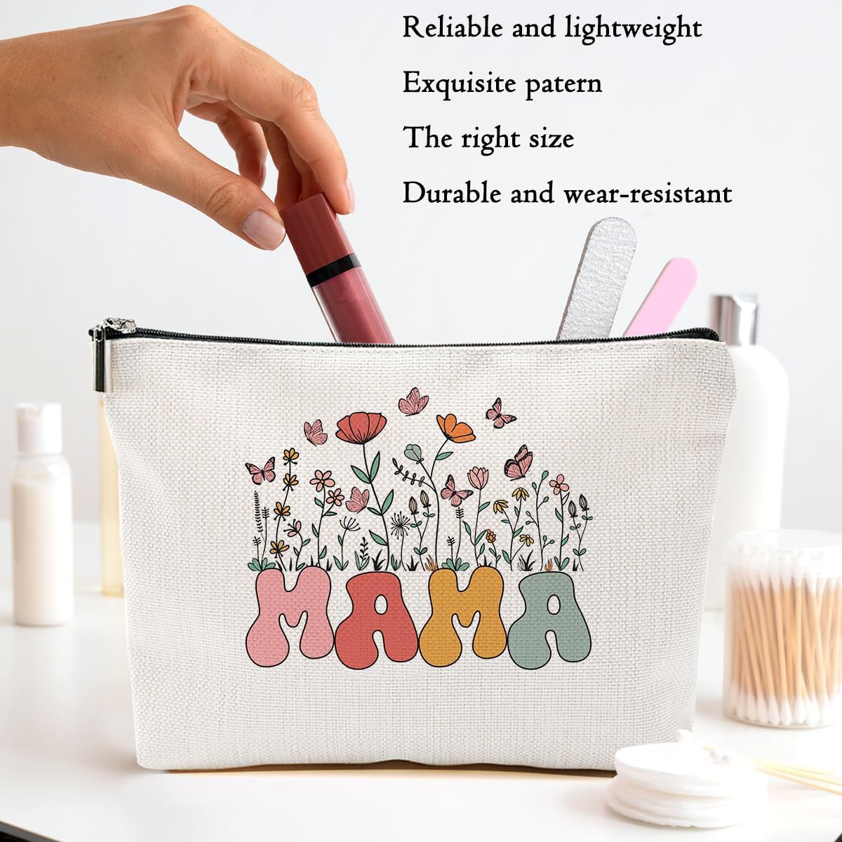 Gifts for Mom Makeup Bag Mom Gifts for Women Her Moms, Toiletry Cosmetic Bag Mama Appreciation Mother, Mothers Day Christmas Birthday Gift, Makeup Pouch Zipper Bags, Organizer, Cosmetic Pouch
