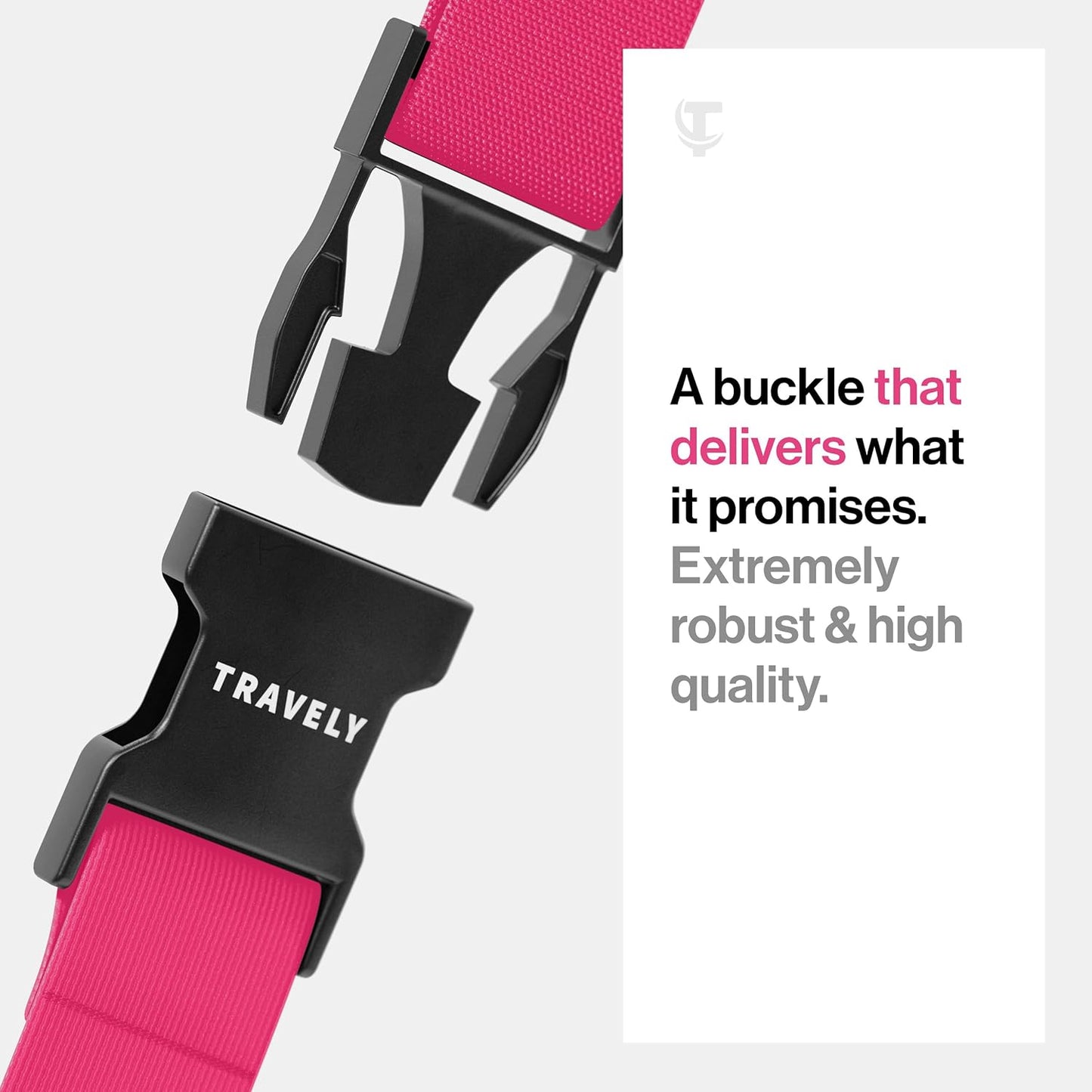 TRAVELY Luggage Straps - Particularly conspicuous & Secure - Incl. 4 Name Tags - Luggage Strap Ideal crosswise - [Set of 4]