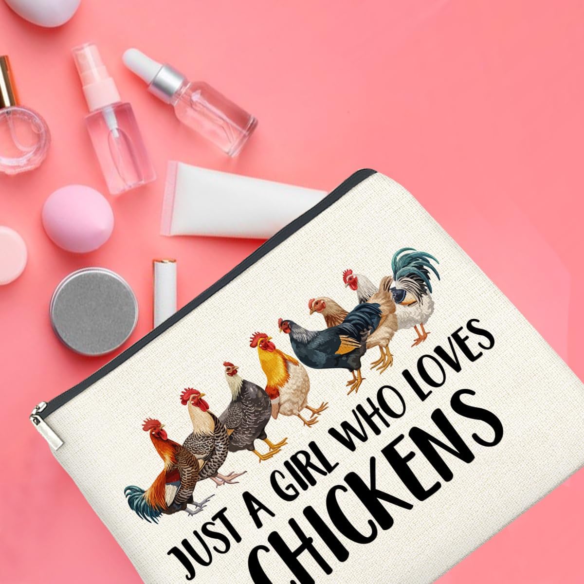 Chickens Gifts Makeup Bag Funny Chickens Gifts for Girl Women Cosmetic Bag Zipper Makeup Pouch Gift