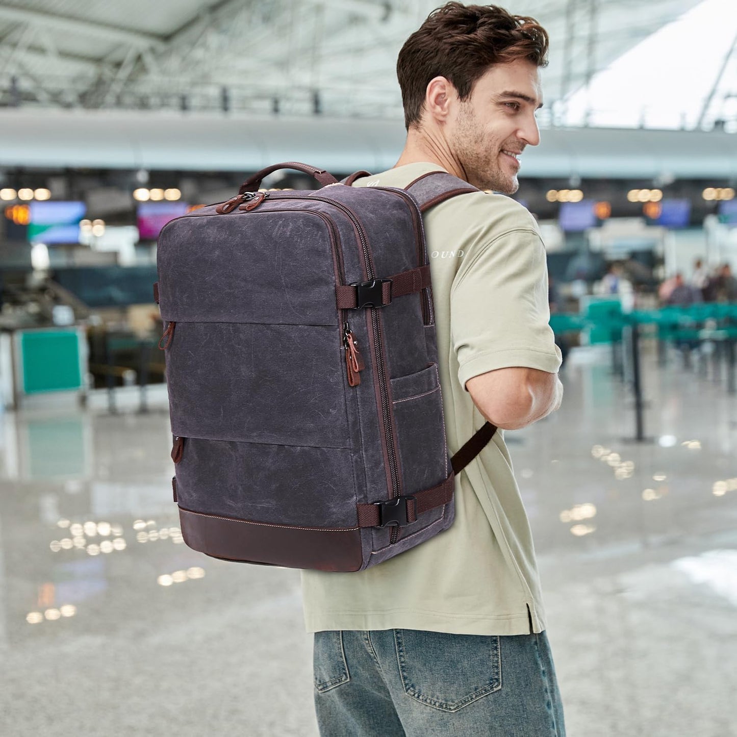 Travel Backpack for Men Carry On Backpack Flight Approved Personal Item Backpack, 18.4 inch Laptop