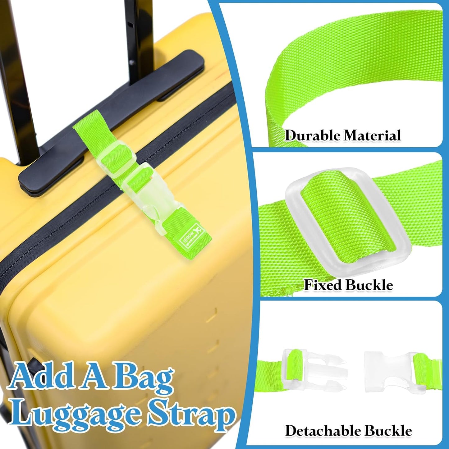 uxcell 4Pcs Add A Bag Luggage Strap, 4-12 Inch Adjustable Suitcase Belt Travel Accessories, Luggage