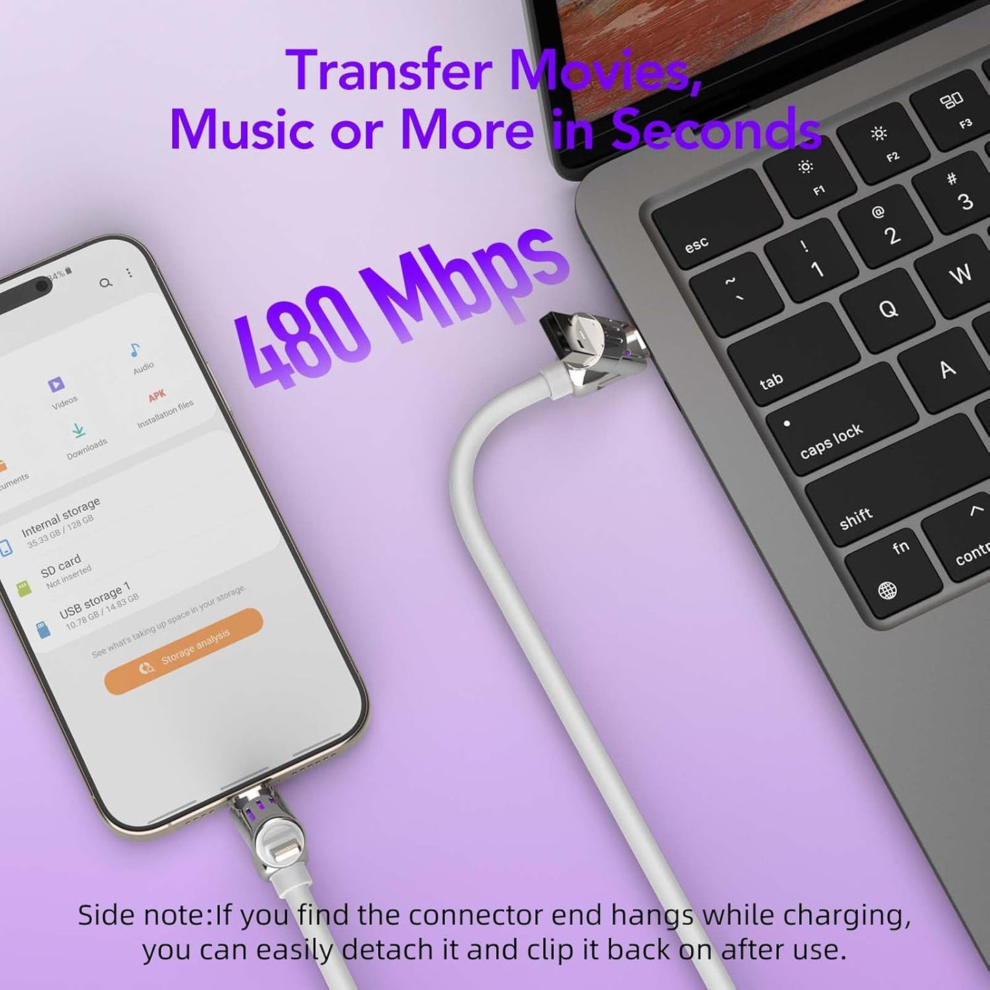 MFish 4-in-1 Universal USB Charging Cable with Carrying Case – 240W Max Fast Charger Cord, USB-A, Dual USB-C & Lighting, for iPhone 14/15/16/17 Series, iPad & MacBook and More (White, 6.6Ft)