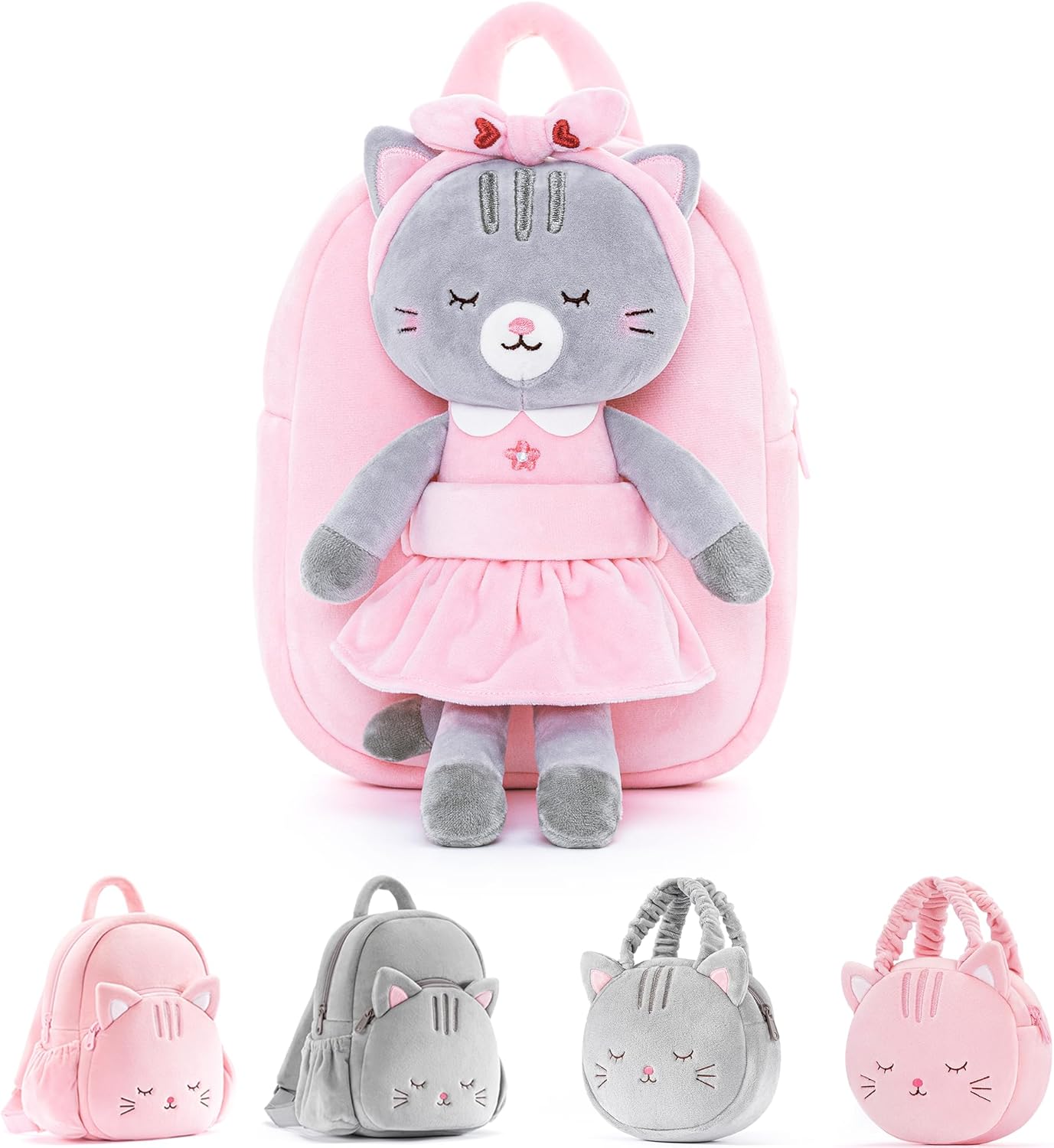 Lazada Cat Toddler Backpack Kitty Kids Backpacks for Girls with Detachable Cat Toy 10 inch