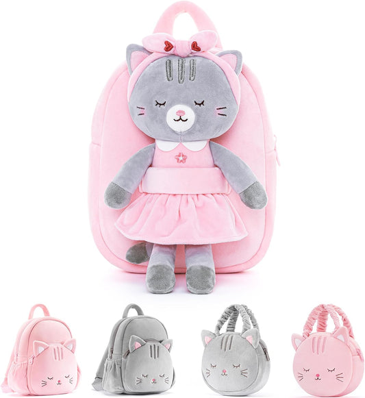Lazada Cat Toddler Backpack Kitty Kids Backpacks for Girls with Detachable Cat Toy 10 inch
