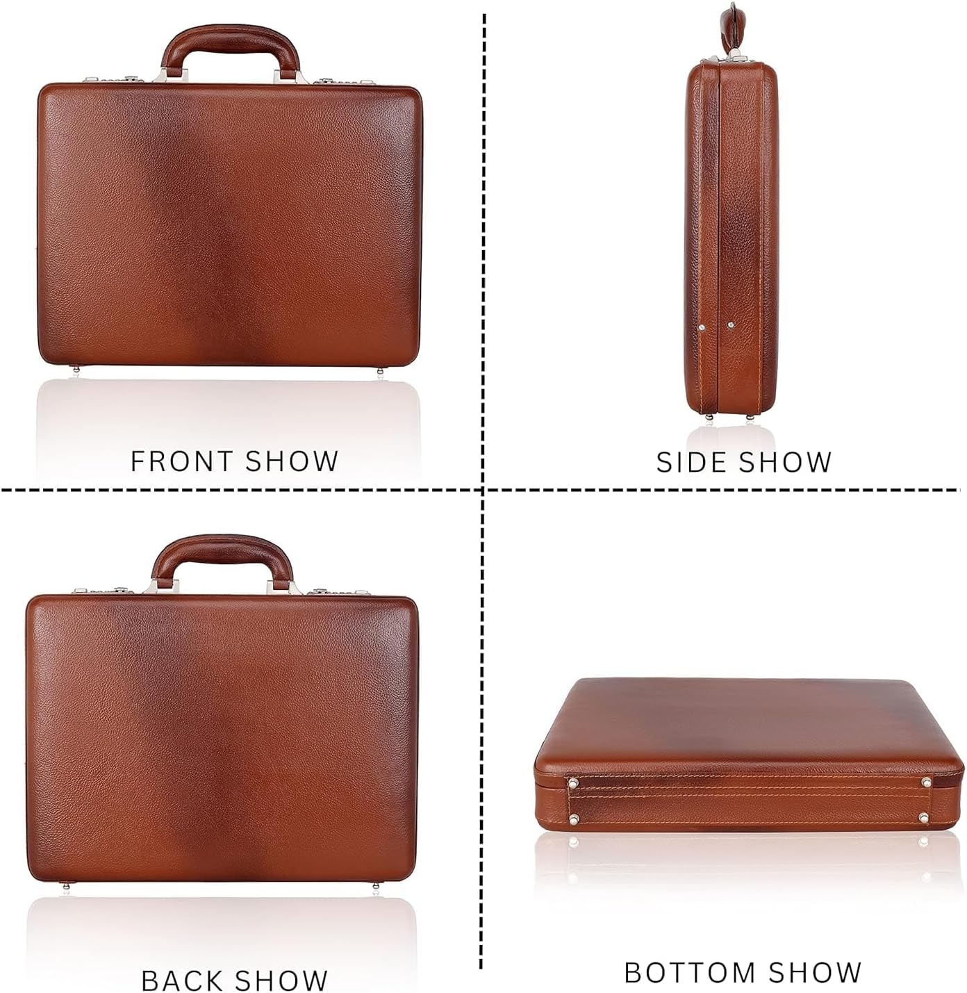 Full Grain Leather Briefcase Attache Case For Unisex Size L17xW3xH12 Inches Briefcase Bag