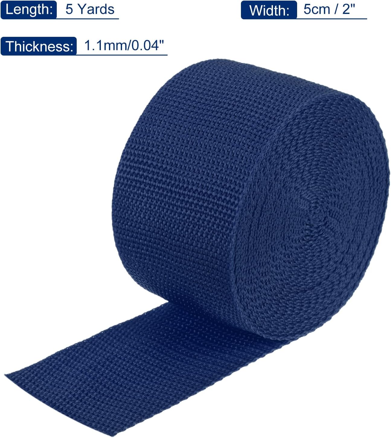 MECCANIXITY Lightweight Polypropylene Webbing Strap 2" 5 Yard Backpack Strapping Band Navy Blue for Outdoor Luggage Cargo Straps