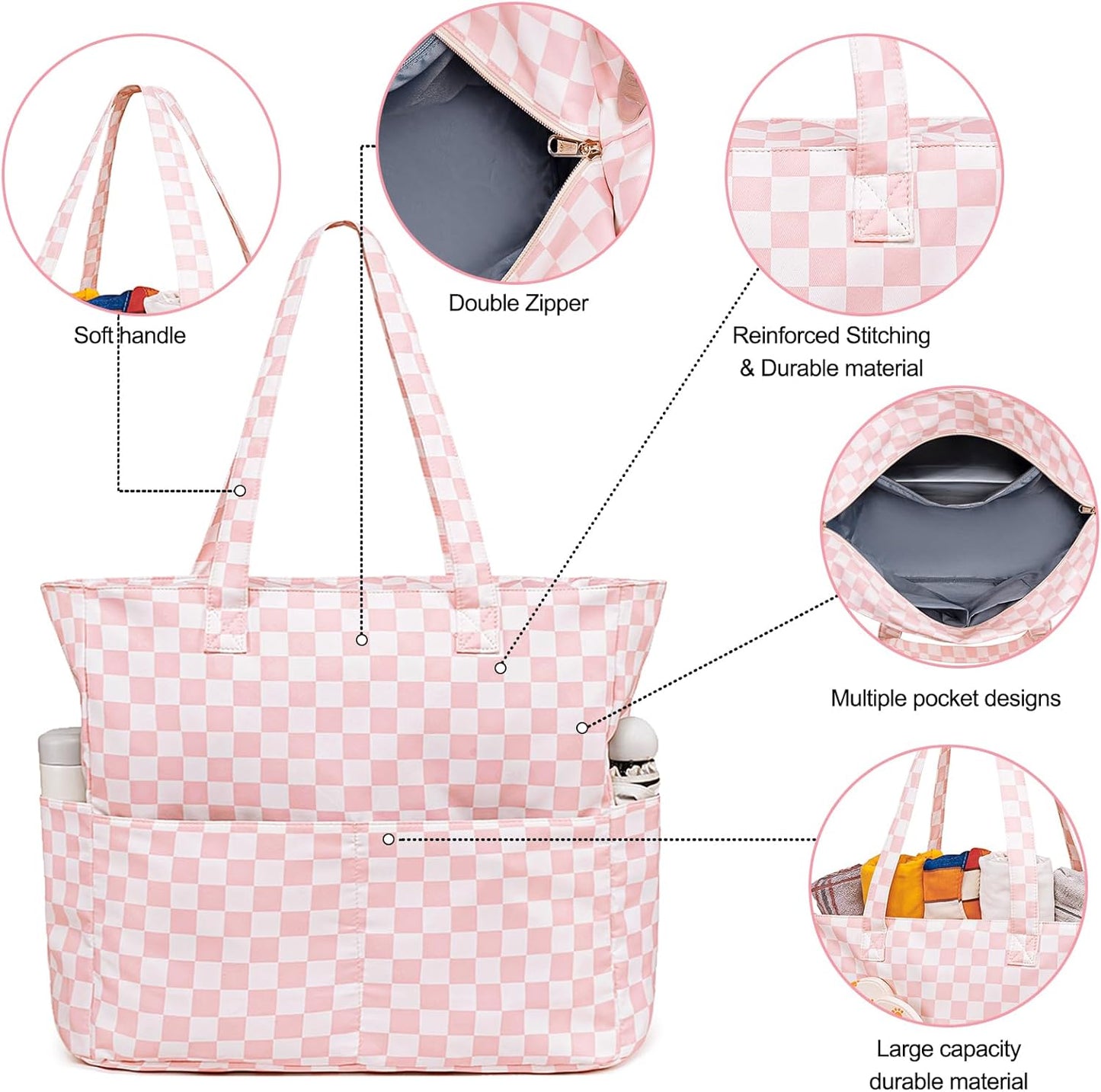 Bluboon Waterproof Beach Tote Pool Bags for Women Ladies Extra Large Carry On Bag With Wet Compartment for Weekender Travel