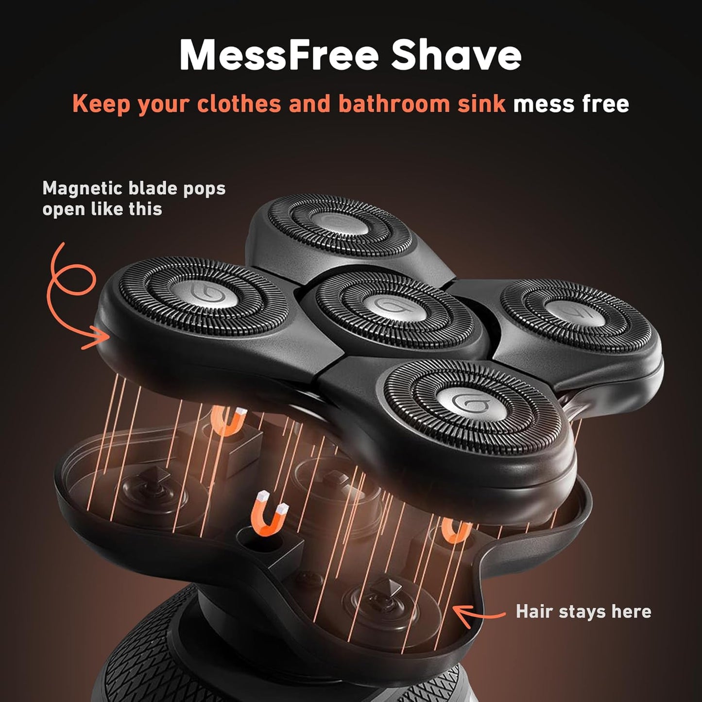 BaldiePro Blade Refill 2.0 + Chamber - Electric Shaver Replacement Head For BaldiePro Head Shaver - Electric Razor Replacement Blades for Bald Head and Face - Waterproof for Wet and Dry Shave