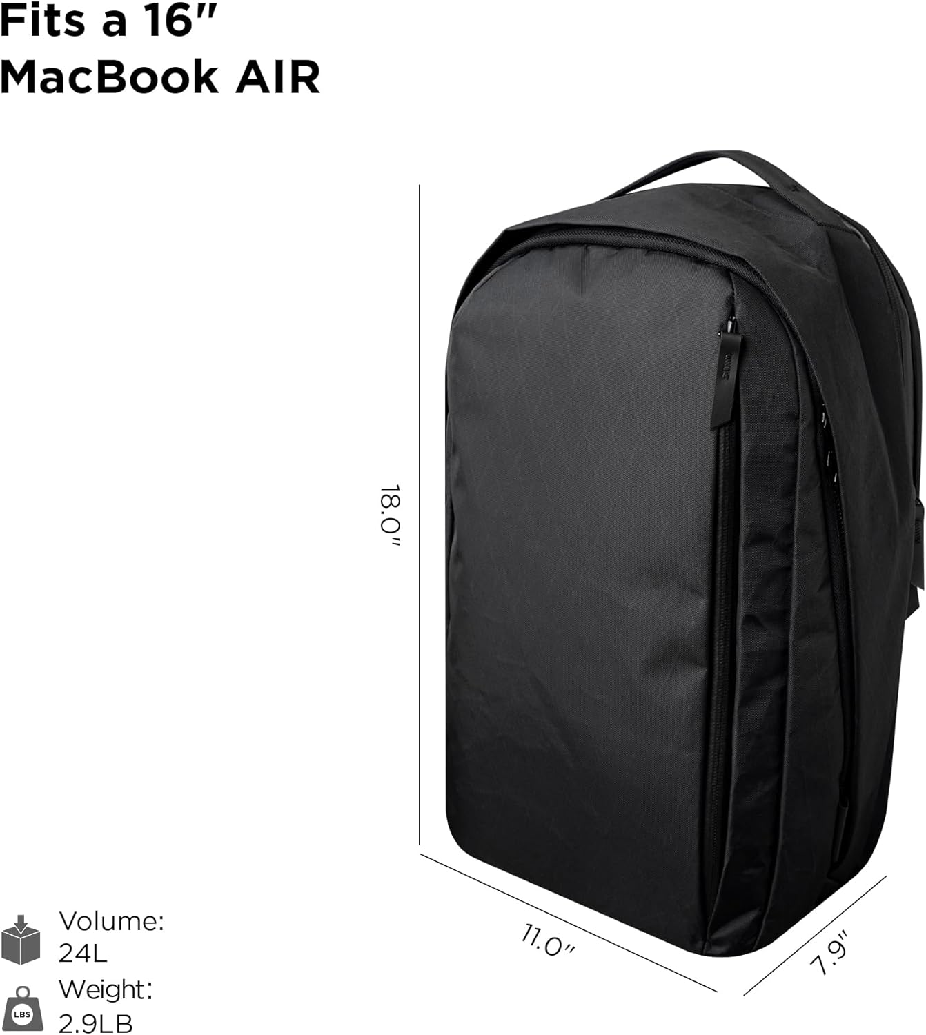 ALPAKA Metro Backpack Pro for Men - Fits 15.6" Laptop Business Travel Backpack with YKK Zippers, MOD Key Leash & Luggage Pass-through, Padded and Weatherproof X-pac Material Work Bag (Black)