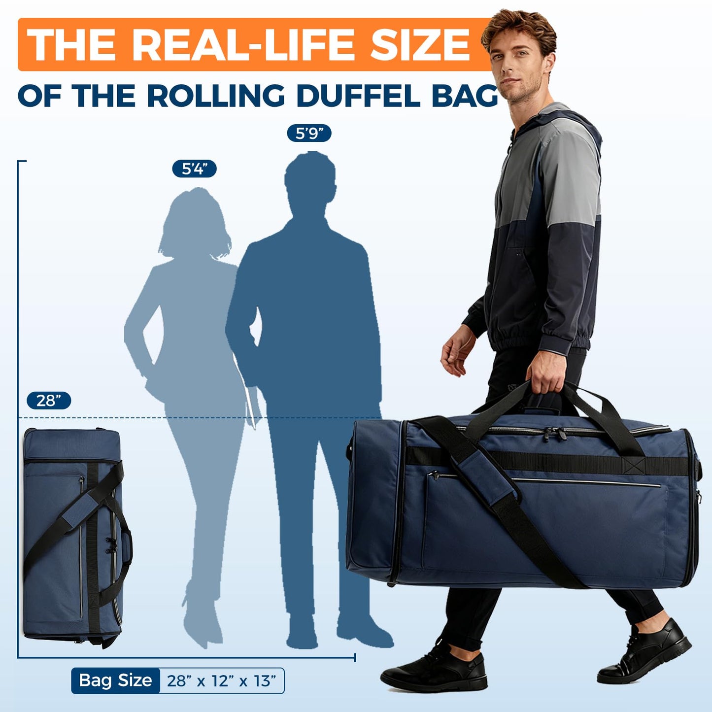uarition 70L Foldable Rolling Duffle Bag with Wheels