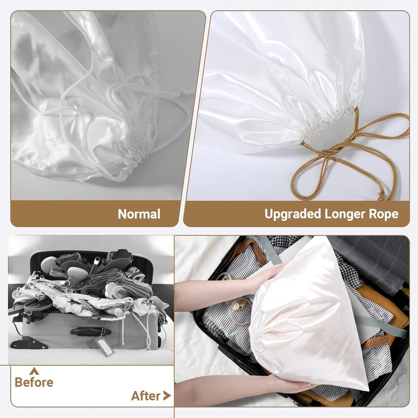 Ewen 19.6x15.7in White Dust Bags for Handbags, 7 Pack of Purse Pouch Bags for Storage, Dustproof Silk Bags with Drawstring for Travel, Satin Covers for Sneakers and Boots, Dust Cover Bag for Clothes