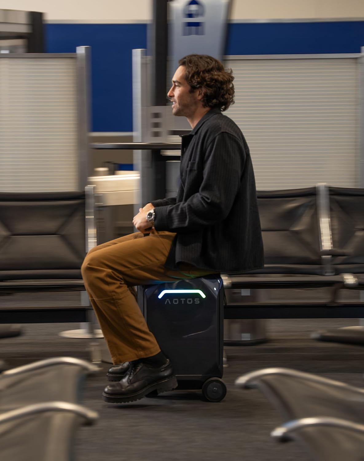 Smart Rideable luggage-Roller carry-on luggage 22x14x9-TSA, Airline-Approved 22 inch Hardshell,Zipperless Travel Suitcase with Rolling WheelsApp Control -Cabin Suitcase for Airport Travel(Grey)