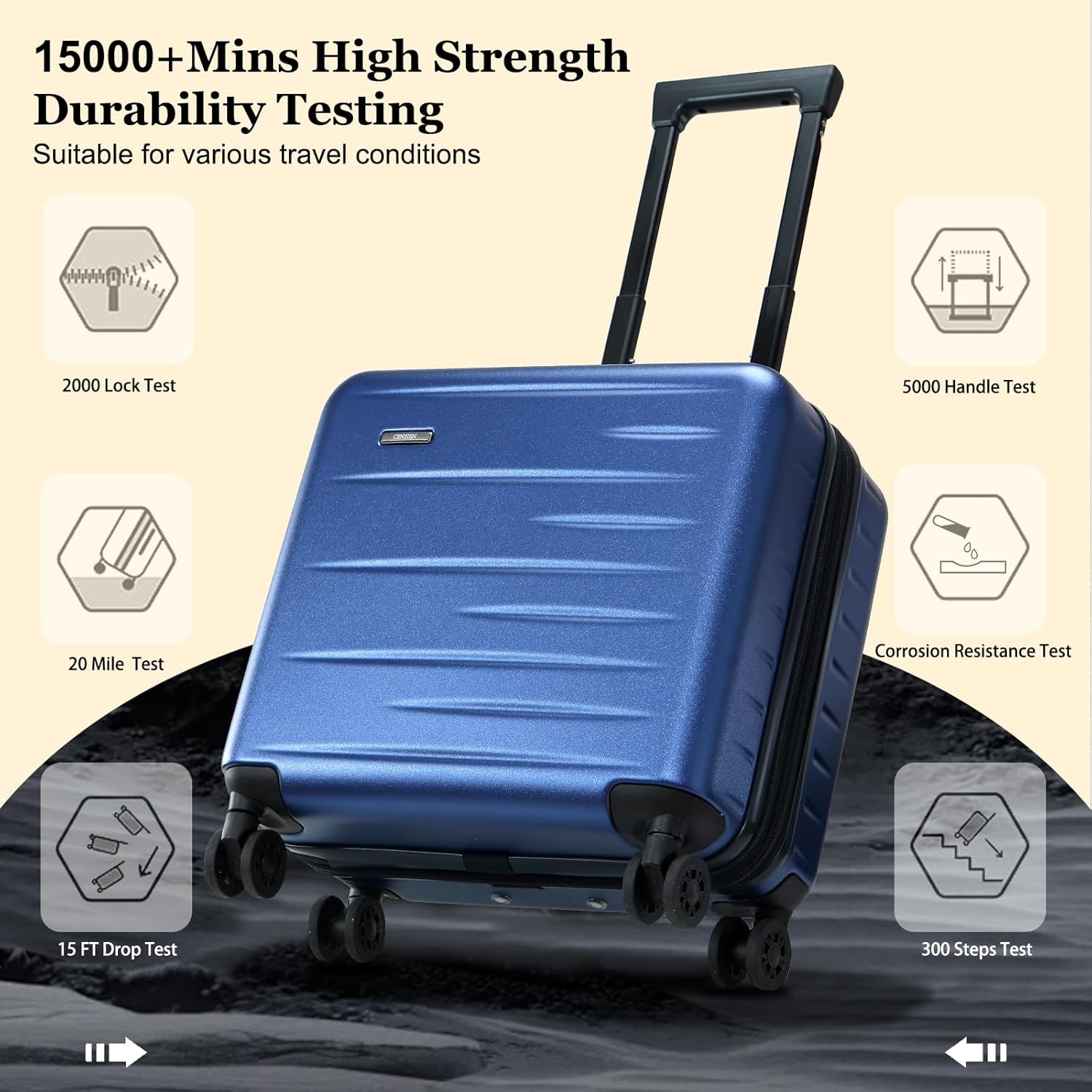 16 Inch Carry On Luggage Airline Approved, Expandable Lightweight ABS+PC Hard Shell Suitcases with
