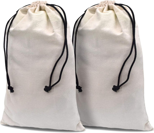 ZENPAC Cowboy Boot Bag, Beige Duster Flannel Pouch with Drawstring Closure, Washable Breathable Cotton Fabric for Shoes, Luggage, 12.5x20.5 2 Pack