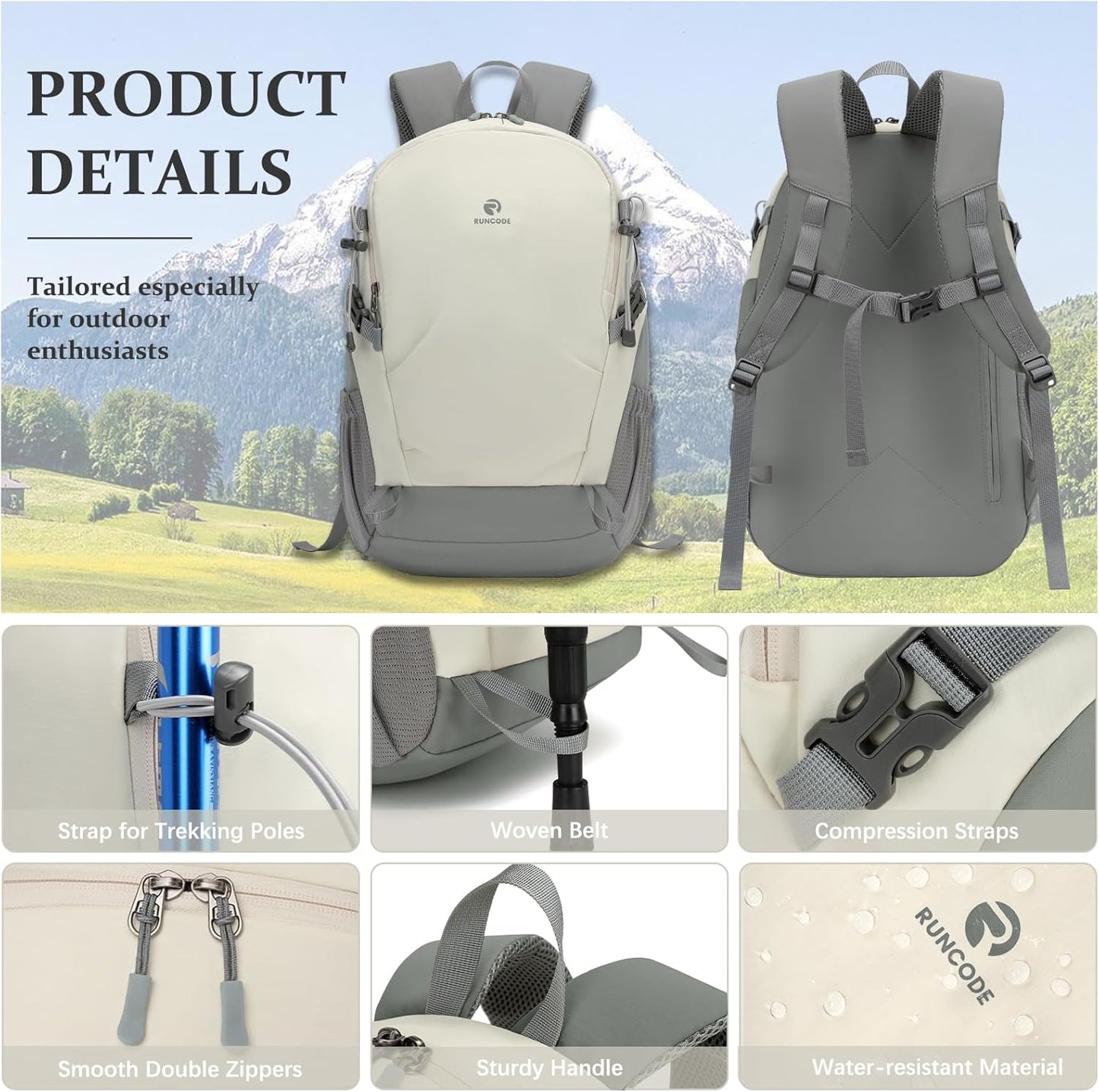 Hiking Backpack for Men Women, 25L Lightweight Travel Backpack Camping Daypack for Outdoors