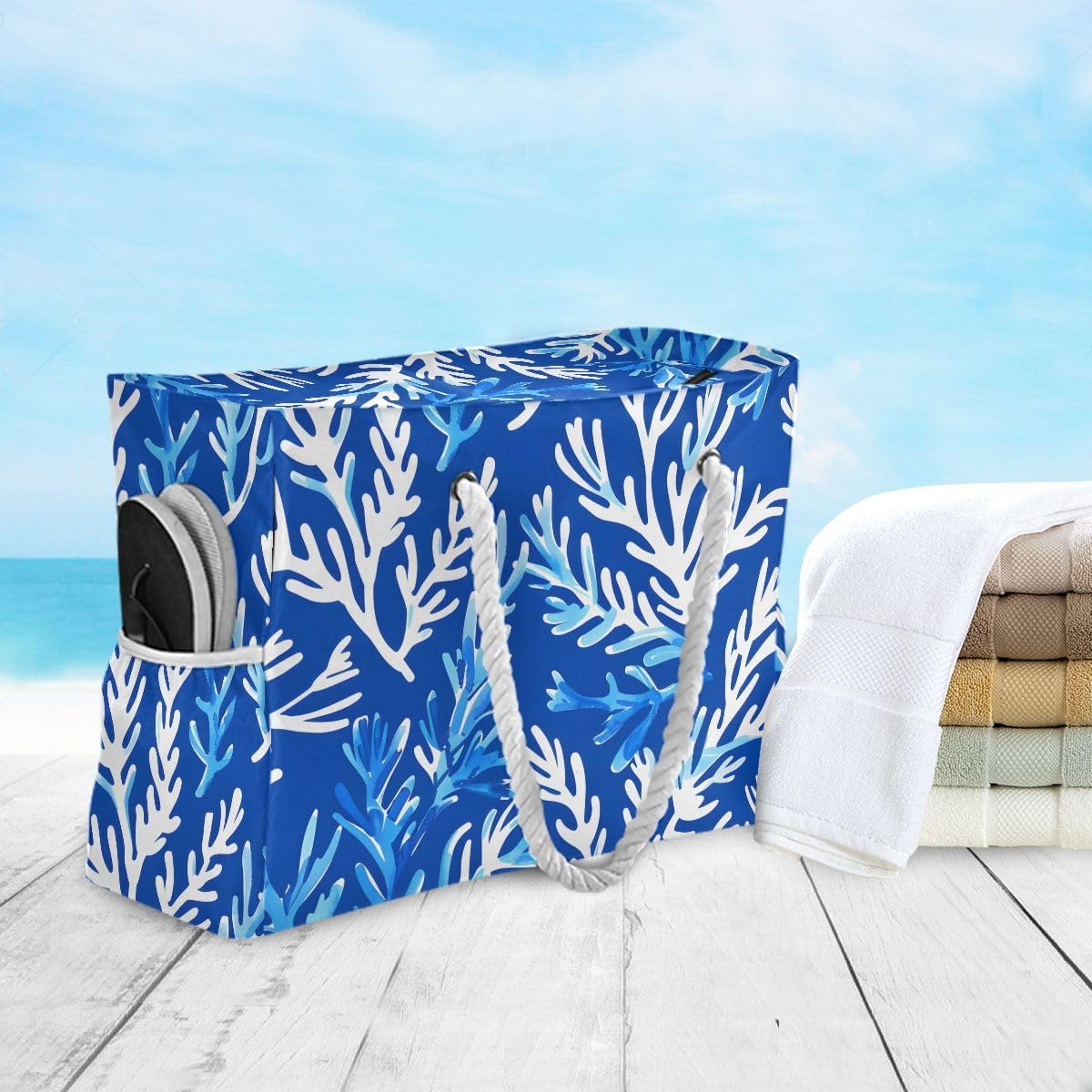 senya Large Beach Bags Totes Swim Canvas Tote Shoulder Bag Water Resistant Bags for Gym Travel Daily