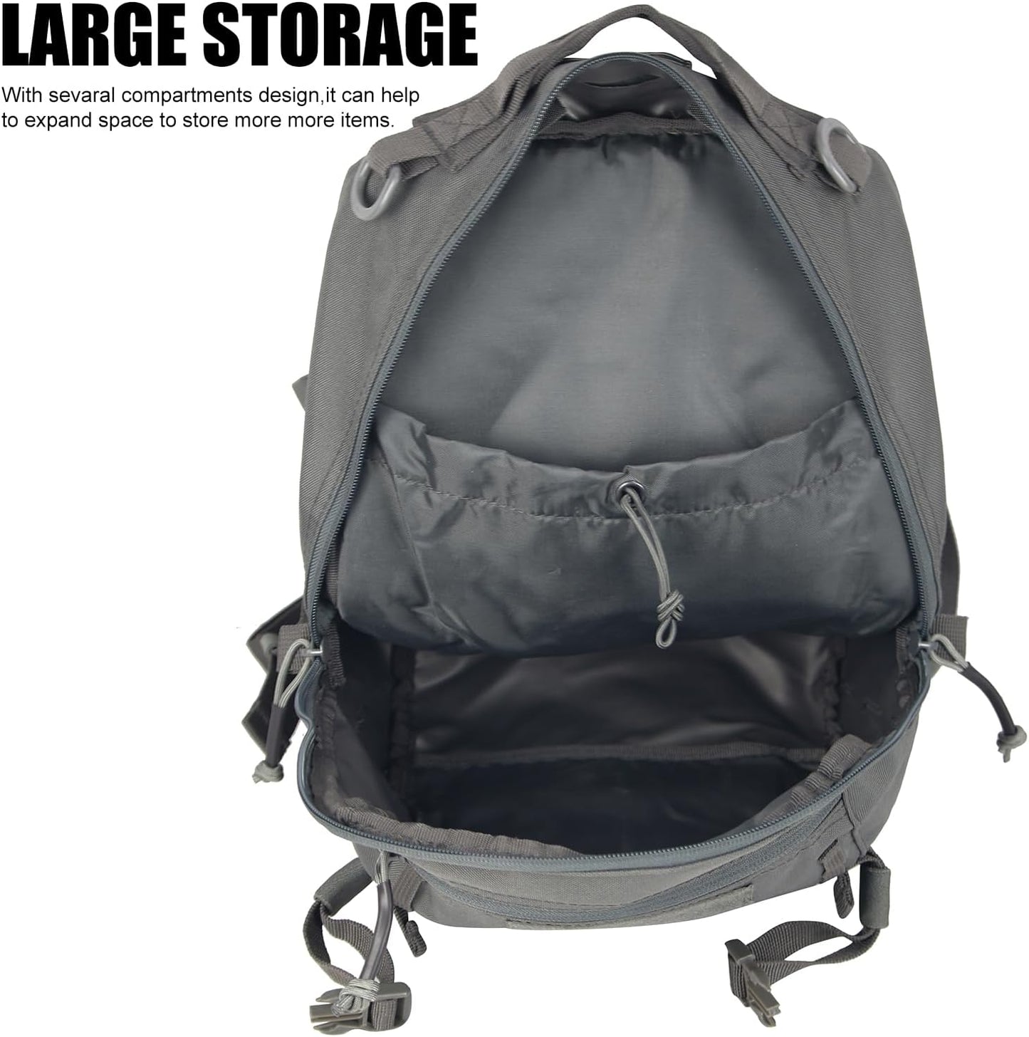Small Tactical Backpack Military Daypack 12L Molle Bag Rucksack Army Daypack for Outdoor,Hiking,Camping,Travel (Grey)