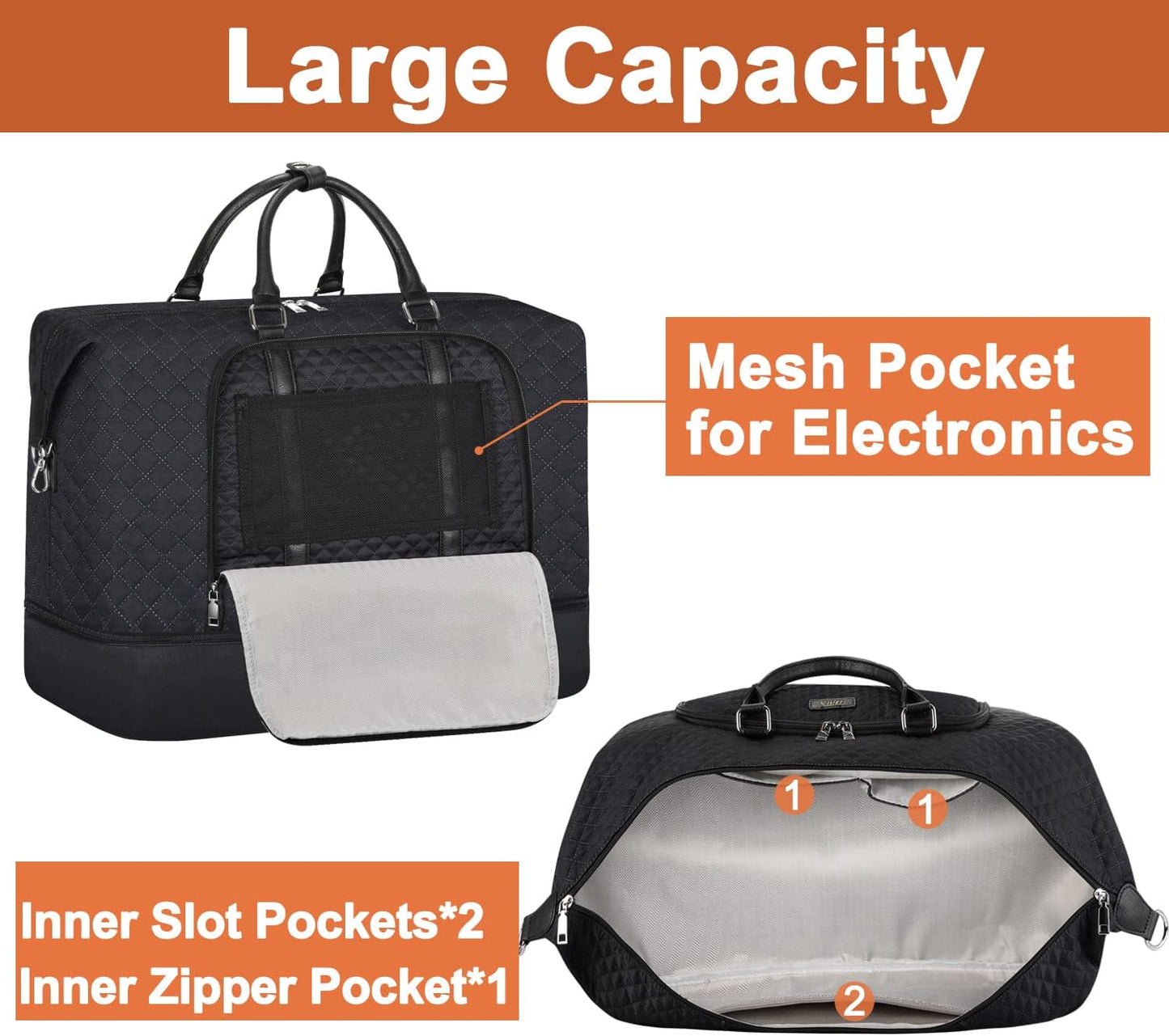 Travel Weekender Bag for Women, Overnight Bag with Shoe Compartment Oversized Travel Duffel Bag Carry On Tote 21"