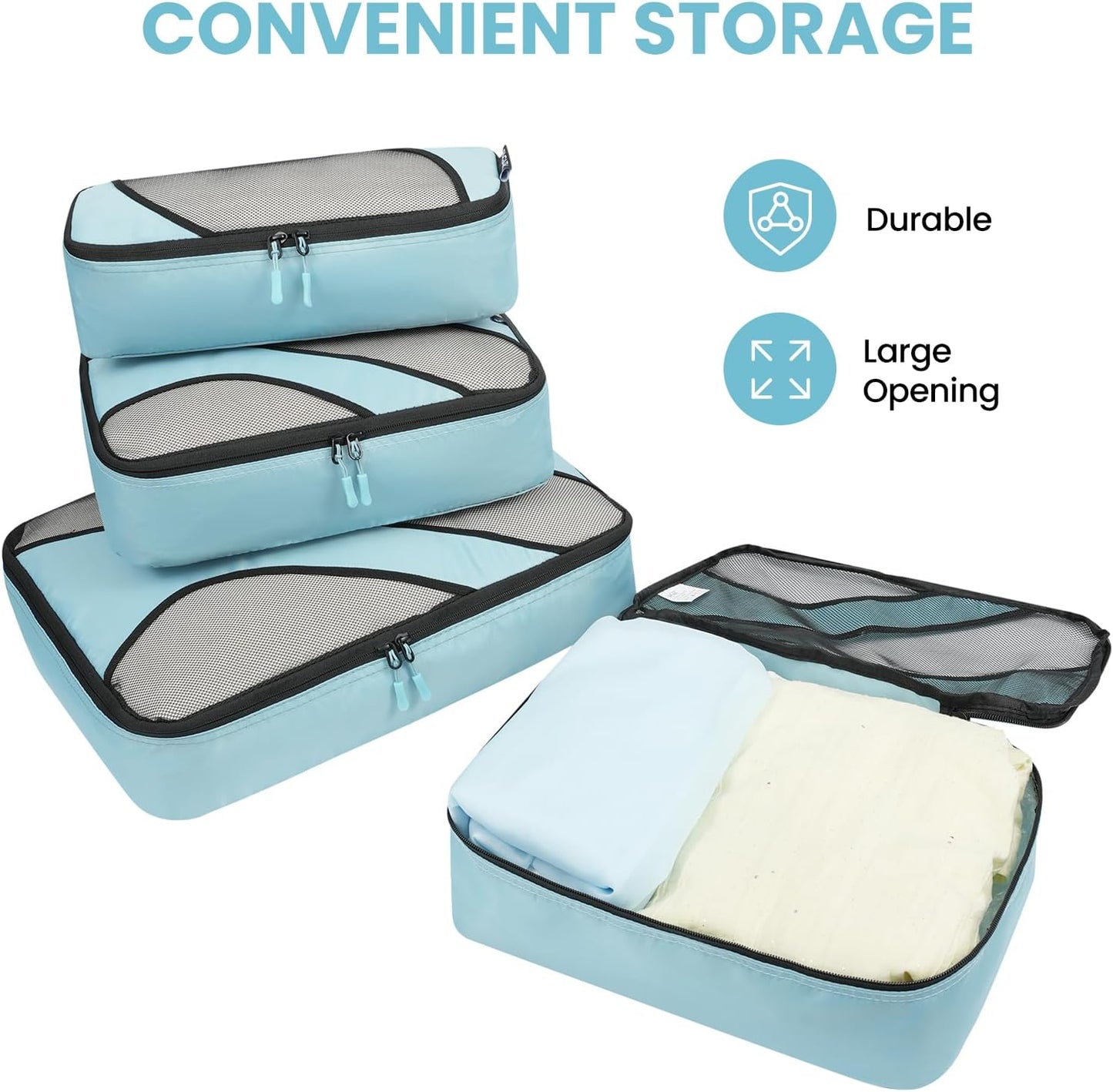 BAGAIL 6 Set Packing Cubes,Travel Luggage Packing Organizers