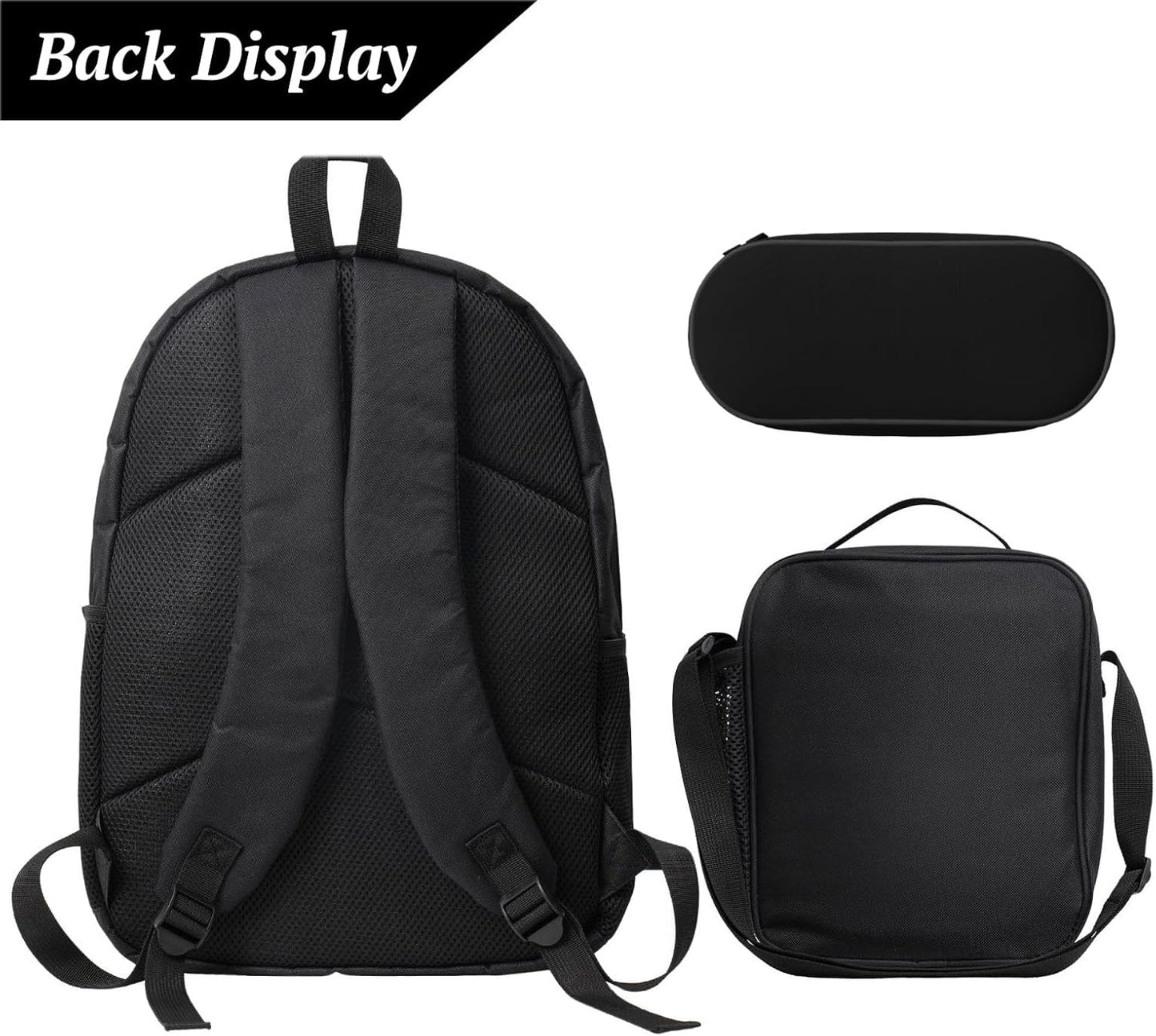 Halloween Kids School Backpack Set with Lunch Bag & Pencil Case 17 Inch Large Capacity School Bag Bookbag for Boys Girls