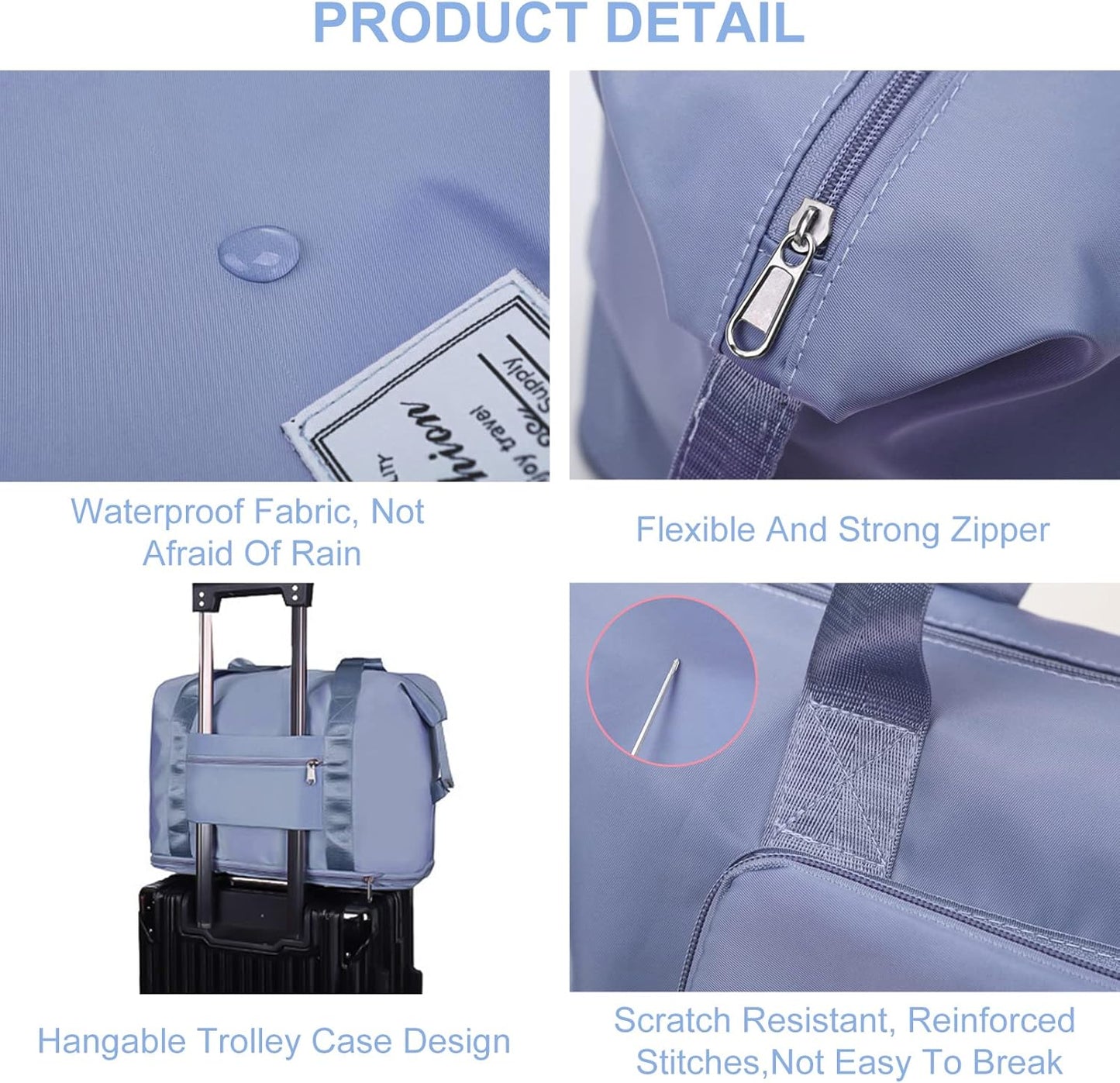 Large Capacity Folding Travel Tote Bag, Oxford Fabric Waterproof Lightweight Foldable Travel Duffel Bag, Portable Expandable Travel Bag, Dry and Wet Separation Carry On Bag for Airplanes