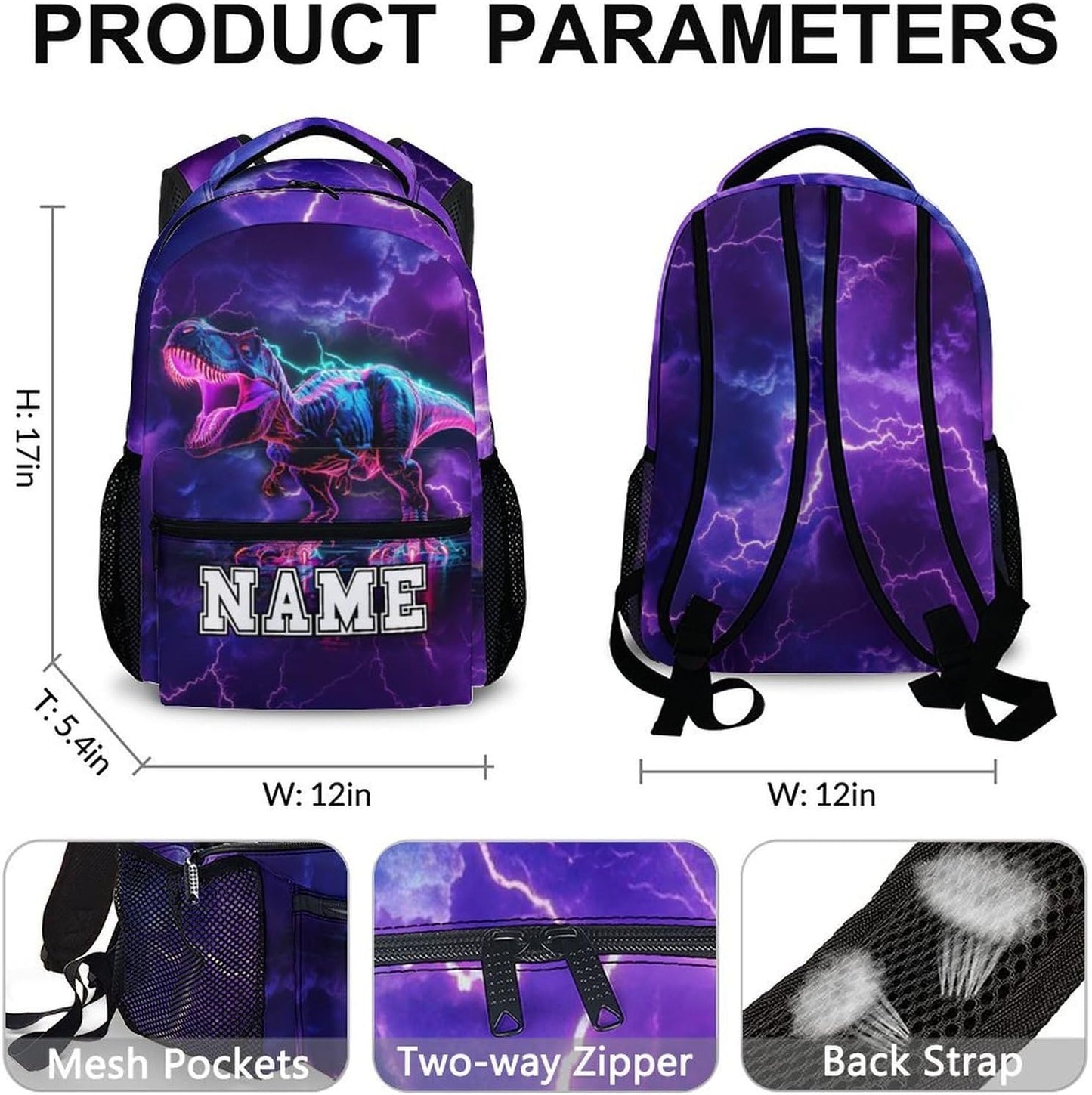 Kids Backpack, Personalized Colorful Boys Bookbag, Dinosaur Backpacks, Gift for Kid Back to School