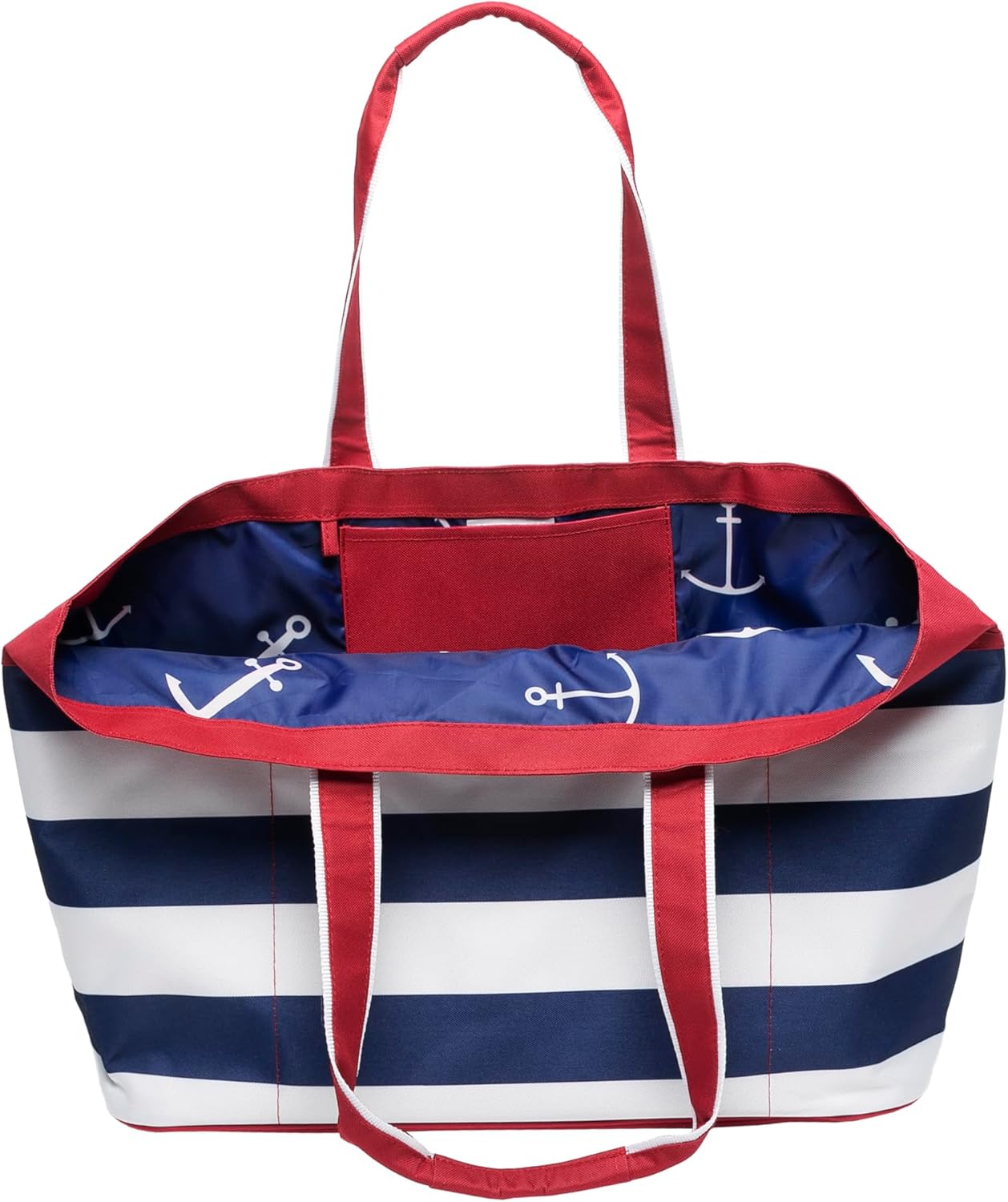 geckobrands Oversized Beach Tote – Large and Stylish Beach Bag with 4 Exterior Pockets and Zippered