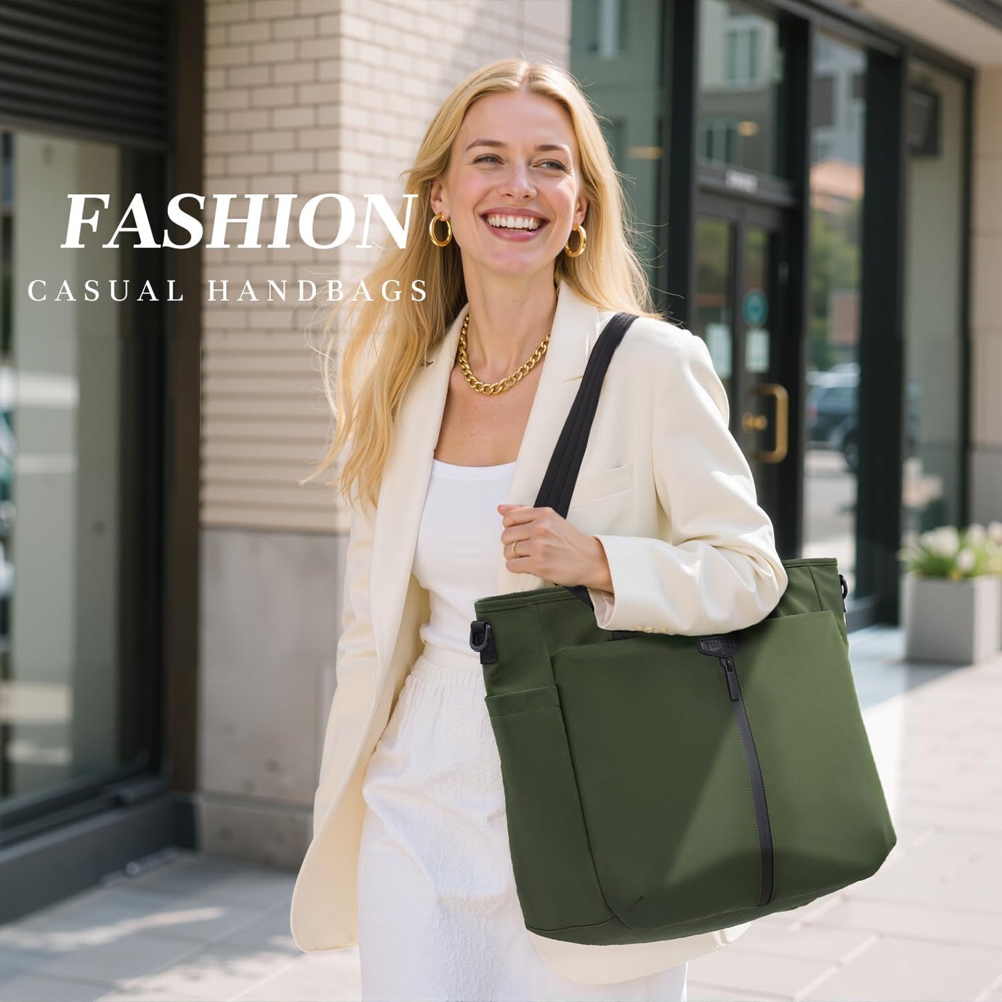 Timeet Tote Bag for Women, Water-resistant Travel Tote Bag with Laptop Compartment, Large Shoulder Bag for Work Nurse Teacher