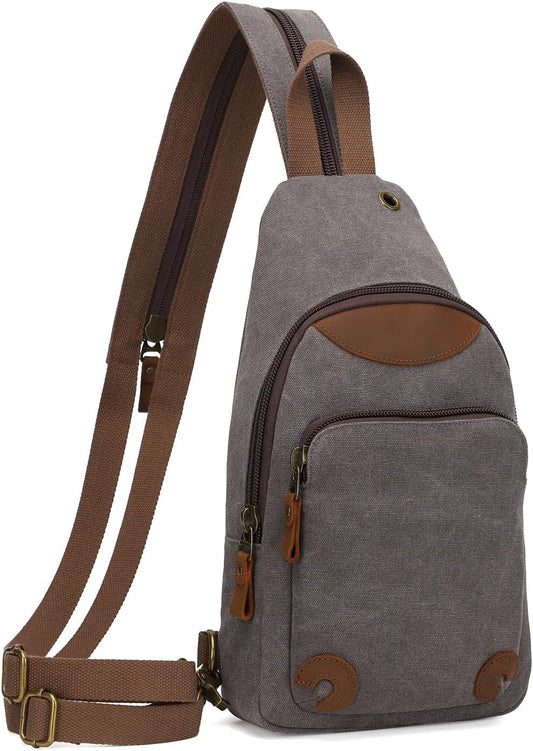 KL928 Canvas Sling Bag Crossbody Backpack Shoulder Casual Rucksack for Men Women