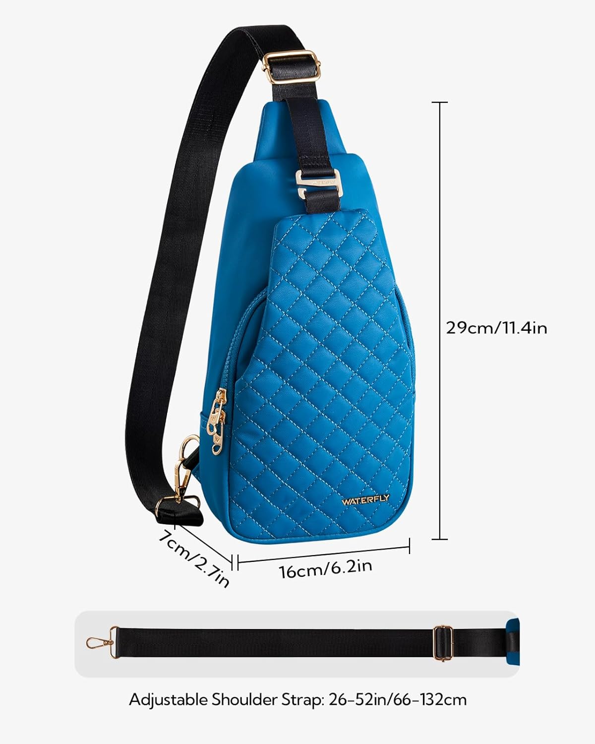 WATERFLY Small Crossbody Sling Backpack: Fashion Chest Crossbody Bag for Women Men Anti Theft Stylish Casual Daypack Trendy Travel Bags Lake Blue