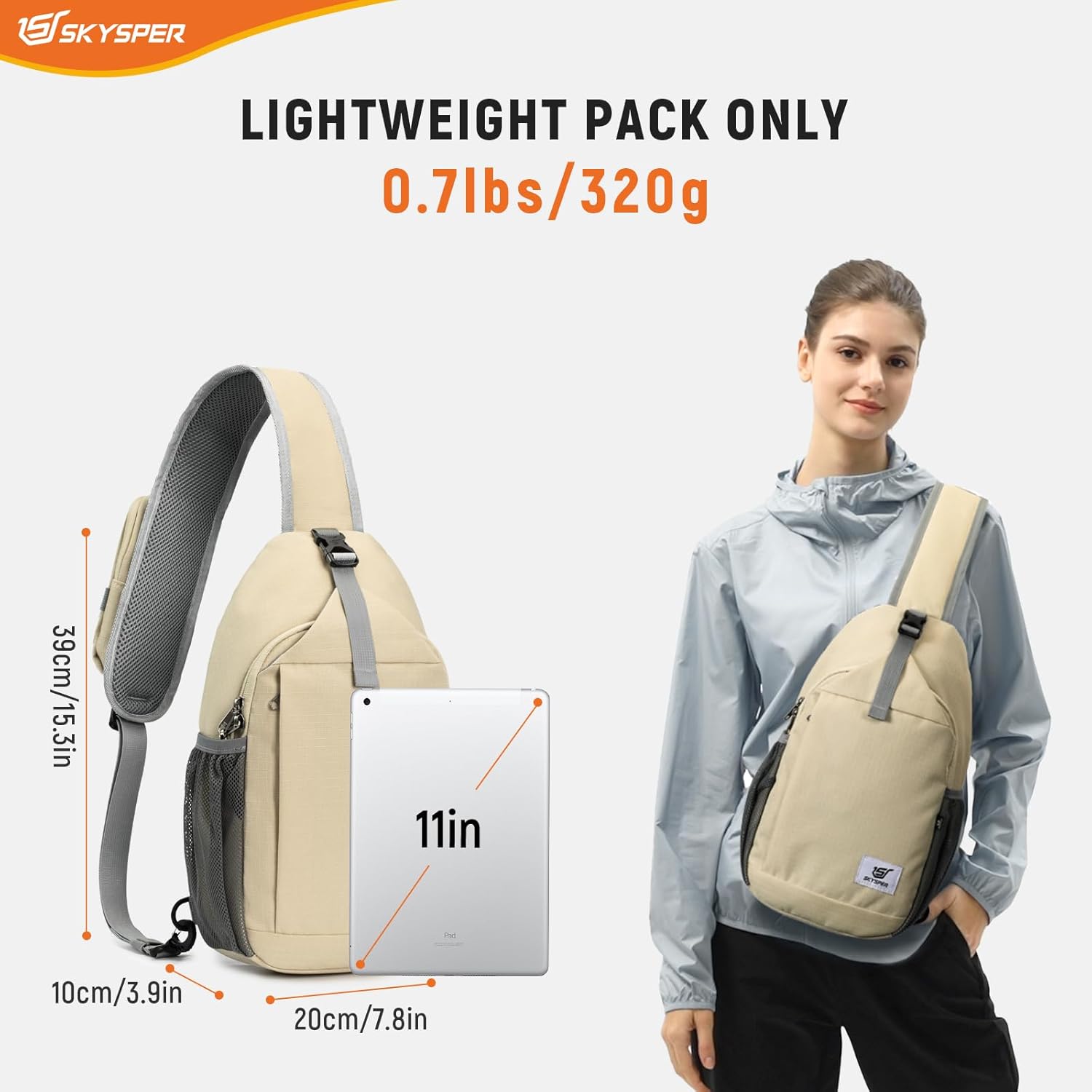 SKYSPER Sling Bag RFID Cross Body Bag Recycled Crossbody Backpack Travel Daypack